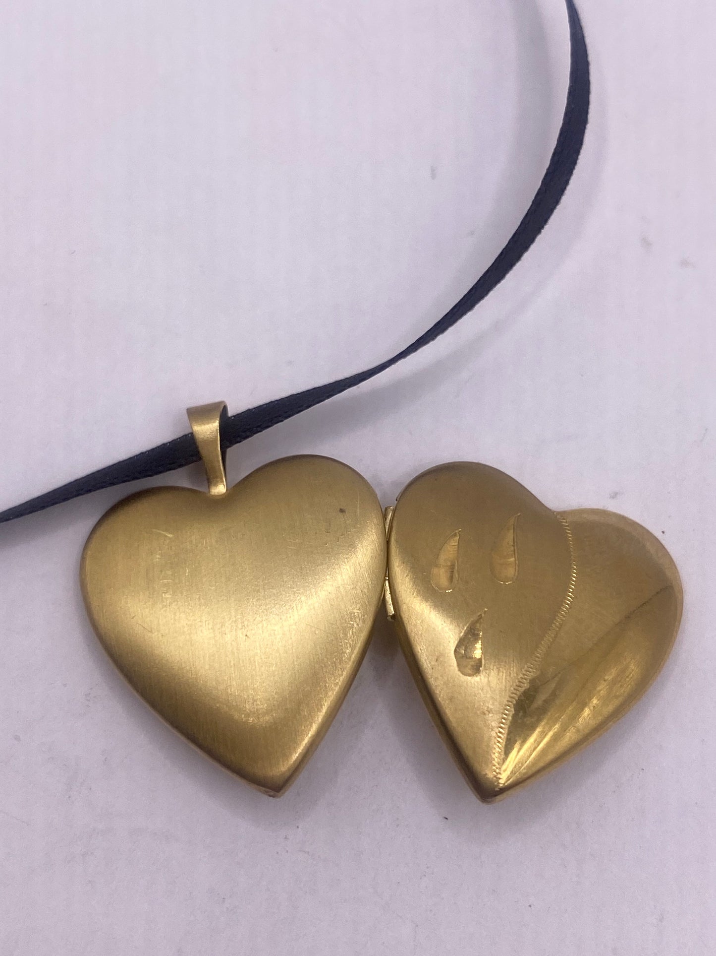 Vintage Gold Locket | Tiny Heart 9k Gold Filled Pendant Photo Memory Charm Engraved Teardrops | Choker Necklace