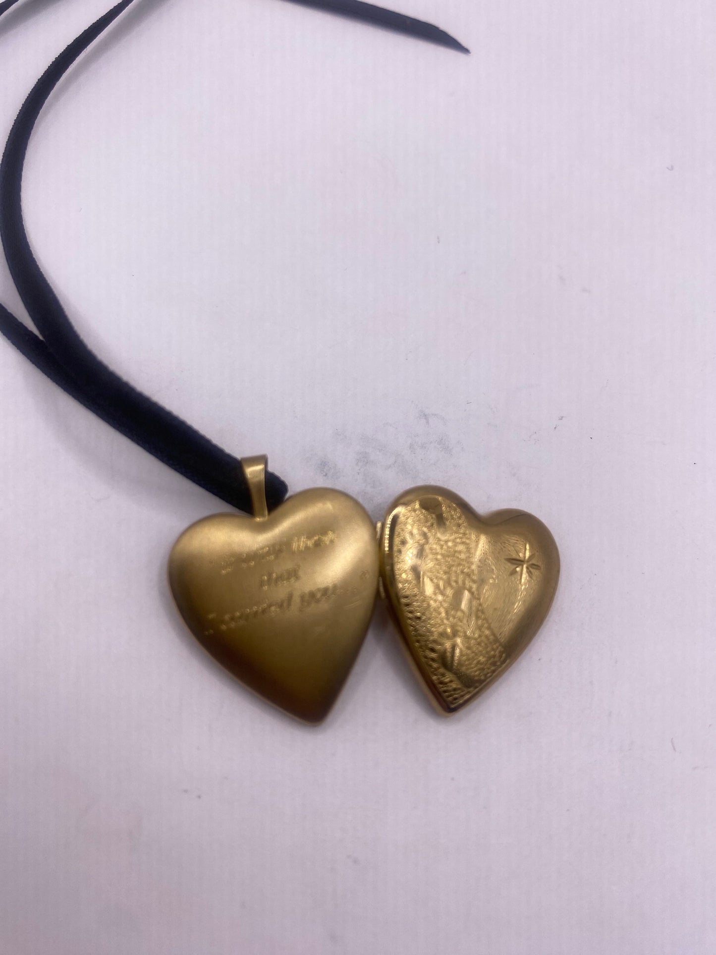 Vintage Gold Locket | Tiny Heart 9k Gold Filled Pendant Photo Memory Charm Engraved Footsteps | Choker Necklace