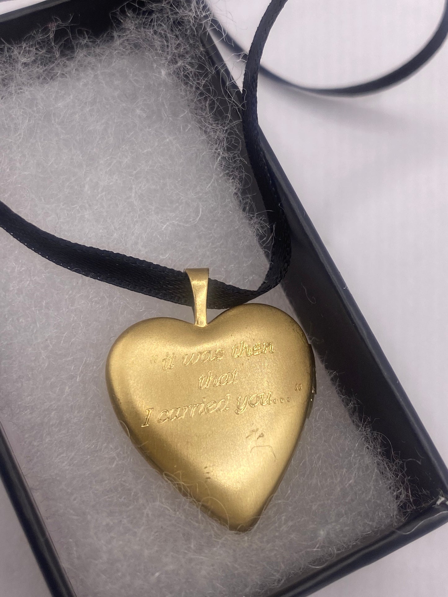 Vintage Gold Locket | Tiny Heart 9k Gold Filled Pendant Photo Memory Charm Engraved Footsteps | Choker Necklace