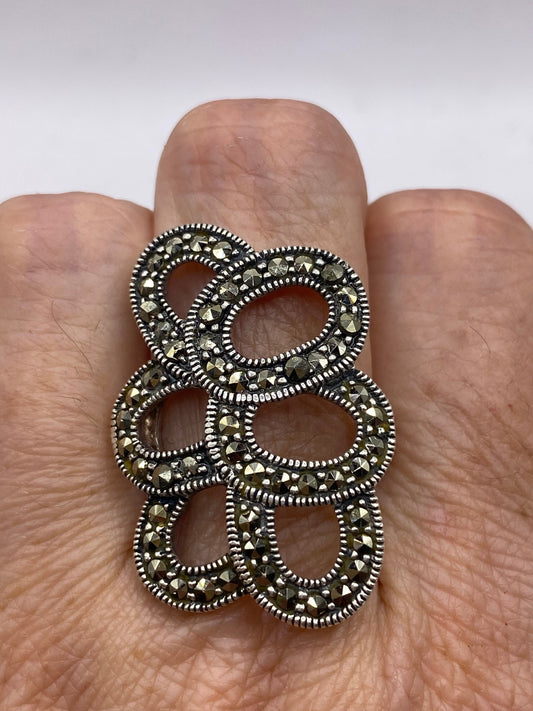 Vintage Marcasite filligree 925 Sterling Silver Ring