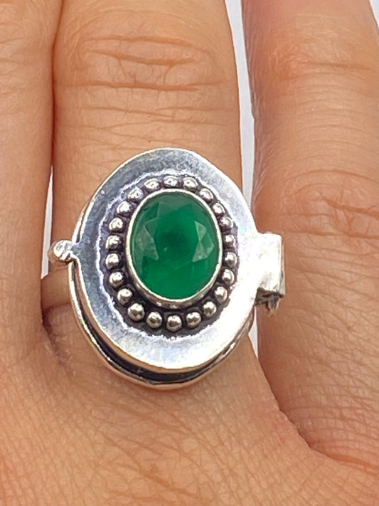 Vintage White Bronze Poison Pillbox Ring