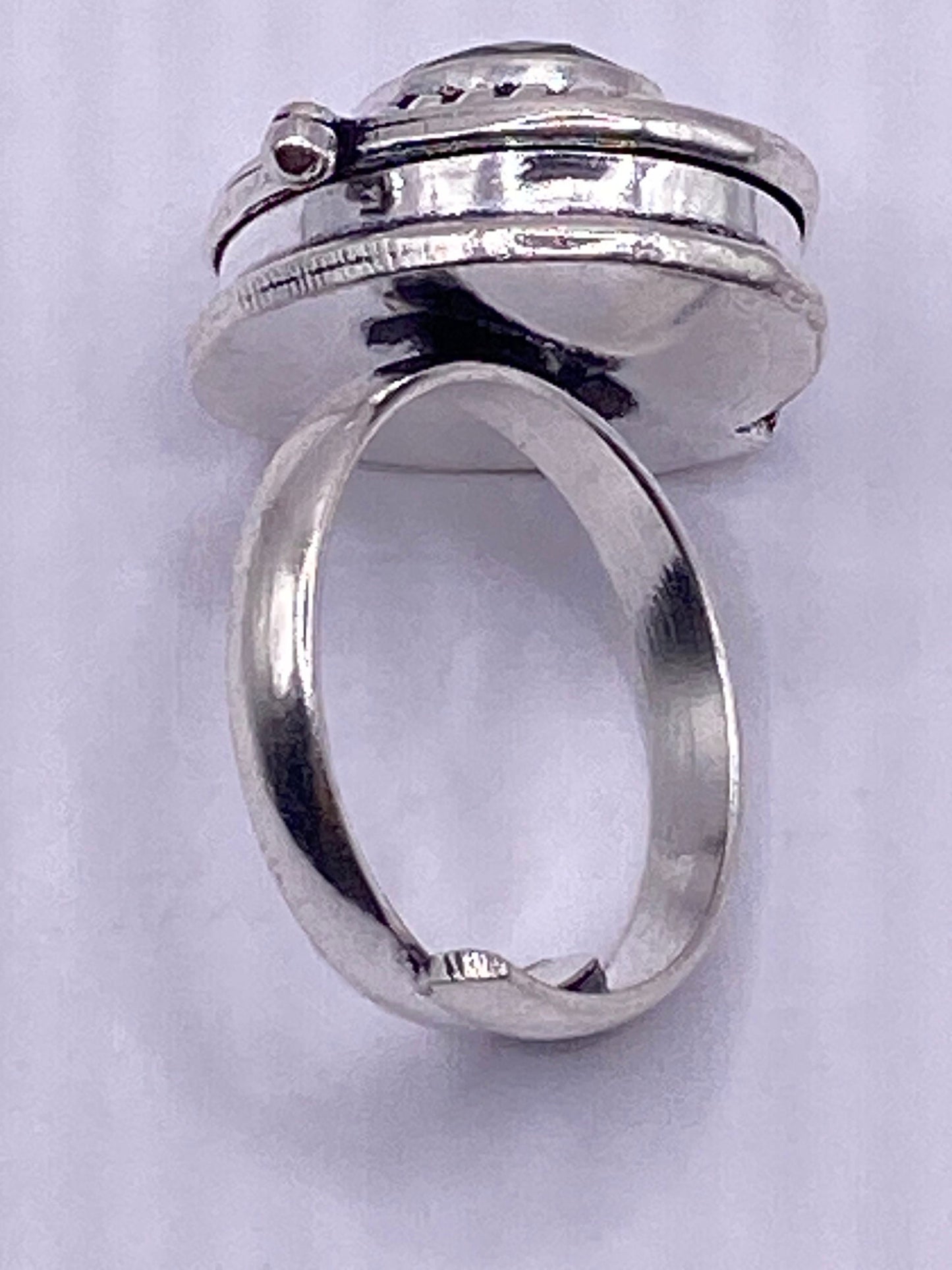 Vintage White Bronze Poison Pillbox Ring