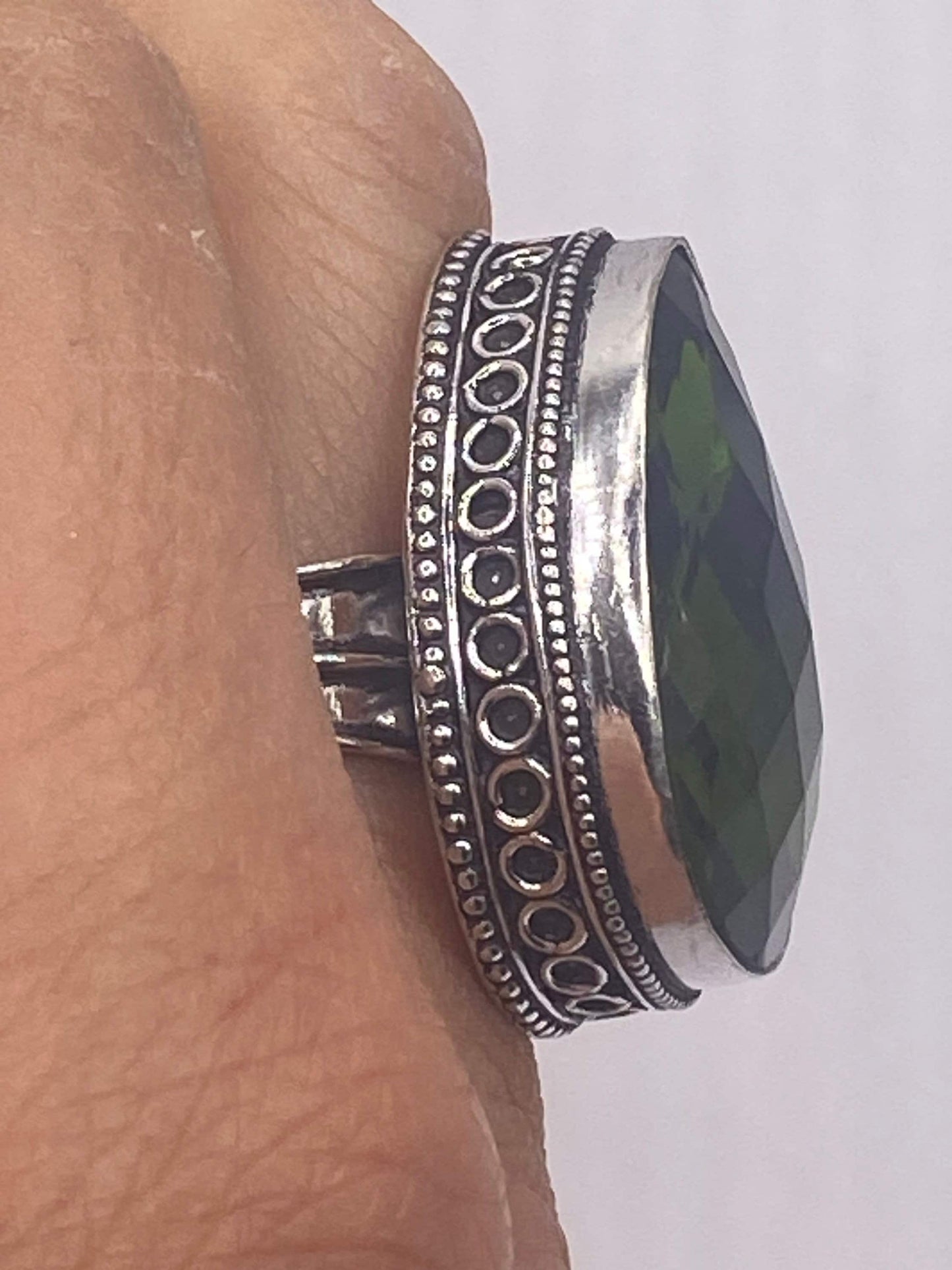 Vintage Green Antique Glass Cocktail Ring