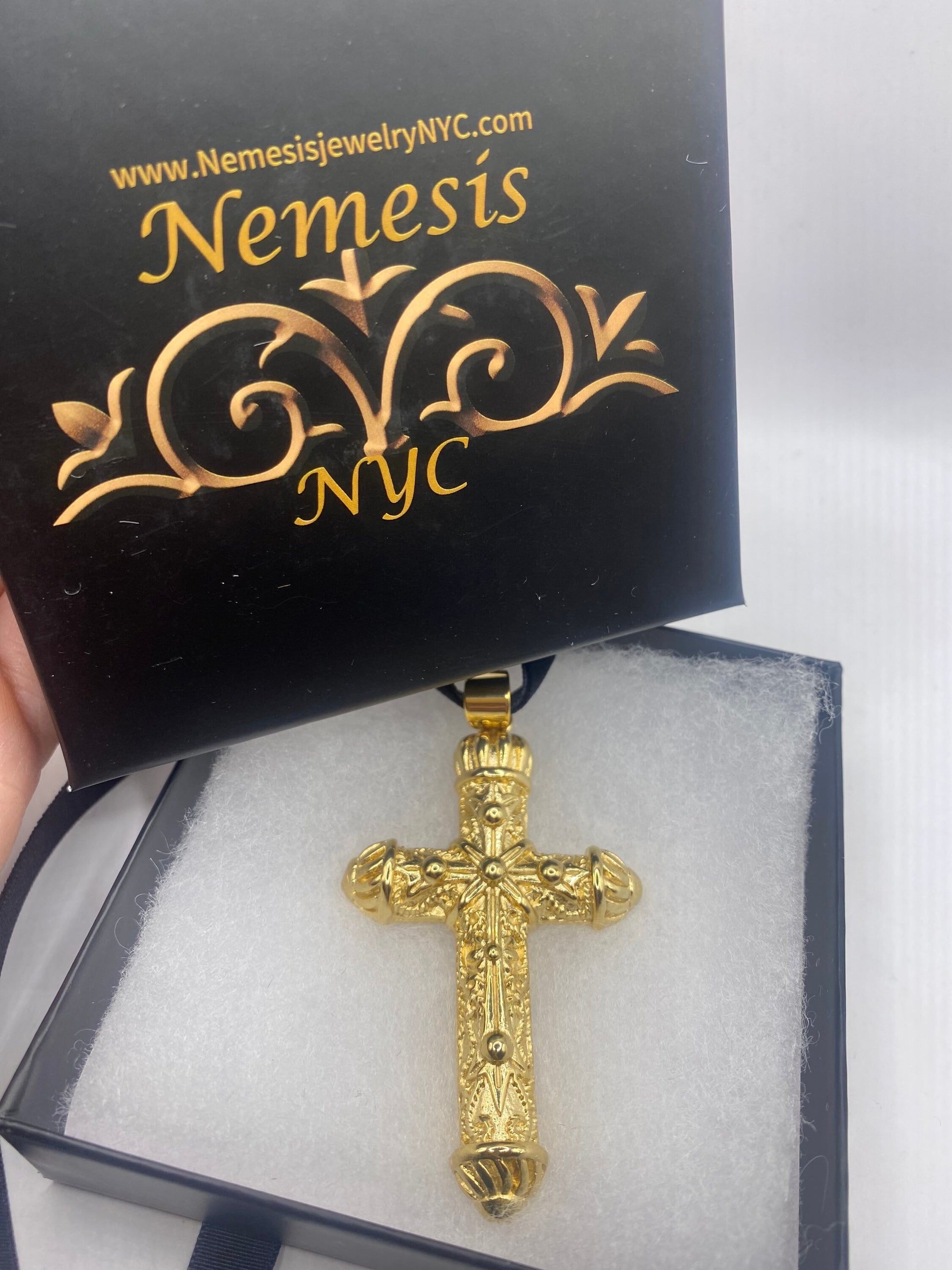 vintage Celtic Gold Stainless Steel Cross pendant necklace