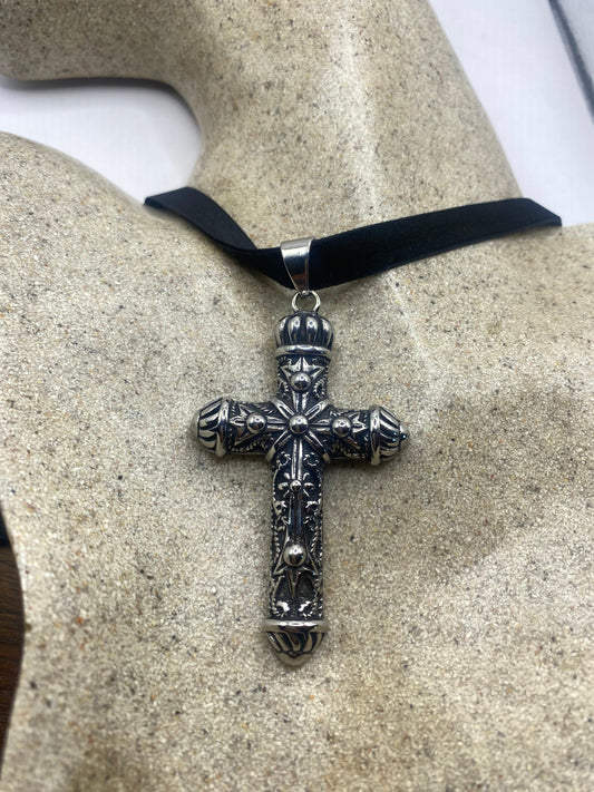 vintage Celtic Stainless Steel Cross pendant necklace