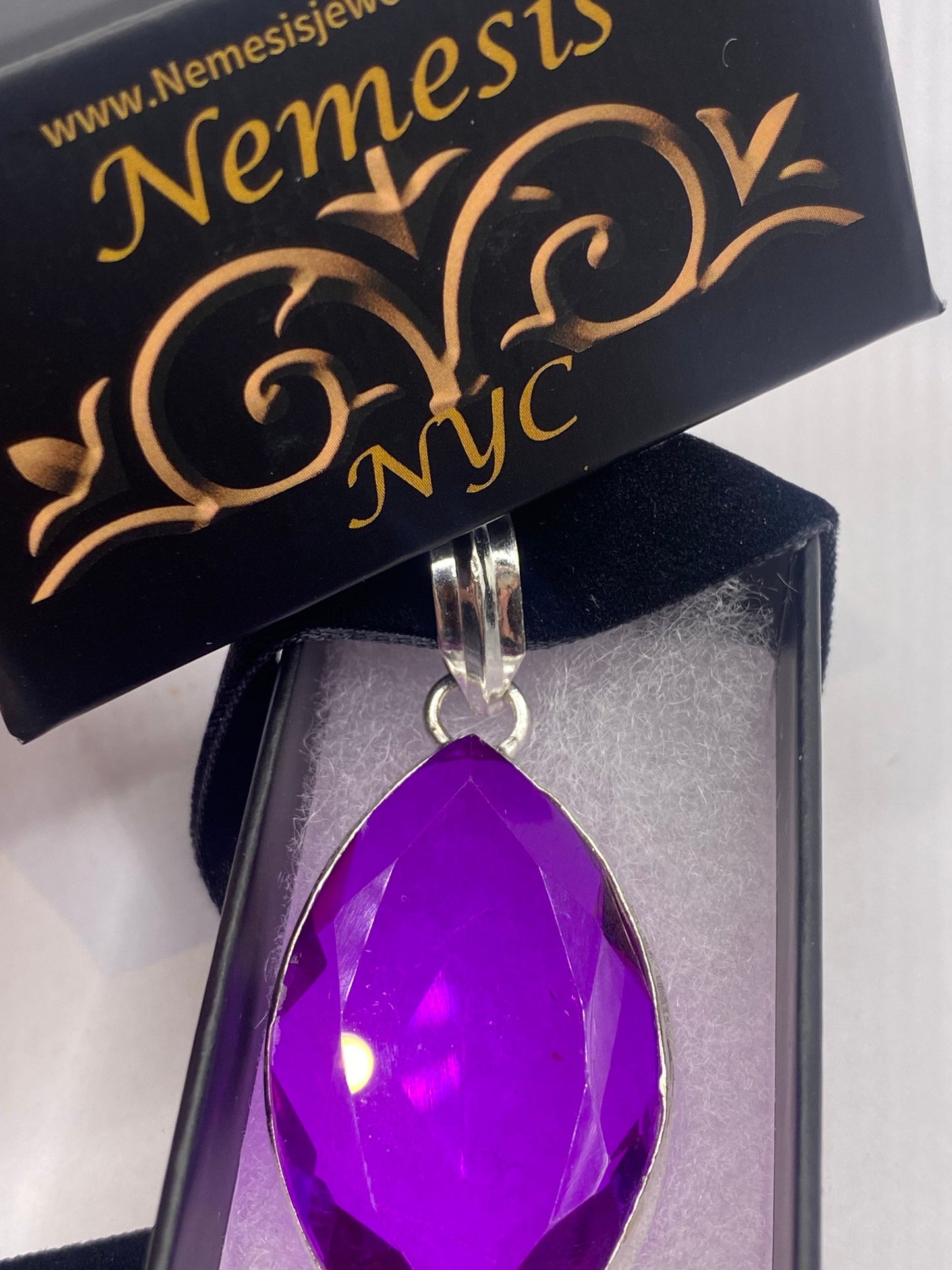 Vintage Purple Glass Choker Silver Finished Necklace