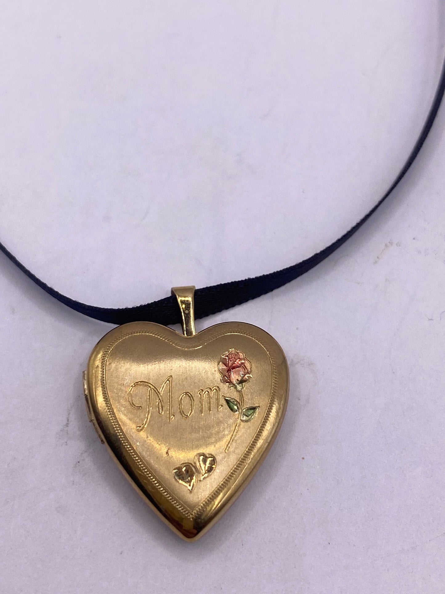 Vintage Heart Locket Choker Gold Filled MOM Necklace