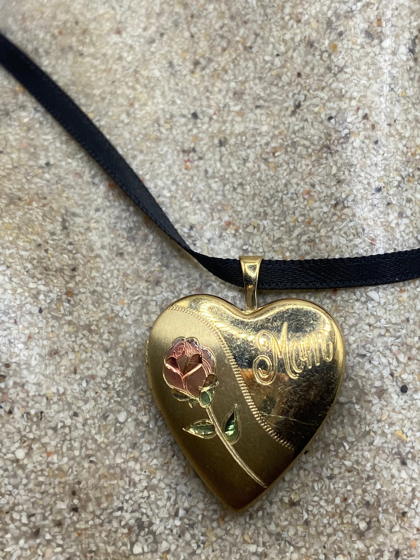 Vintage Heart Locket Choker Gold Filled MOM Necklace