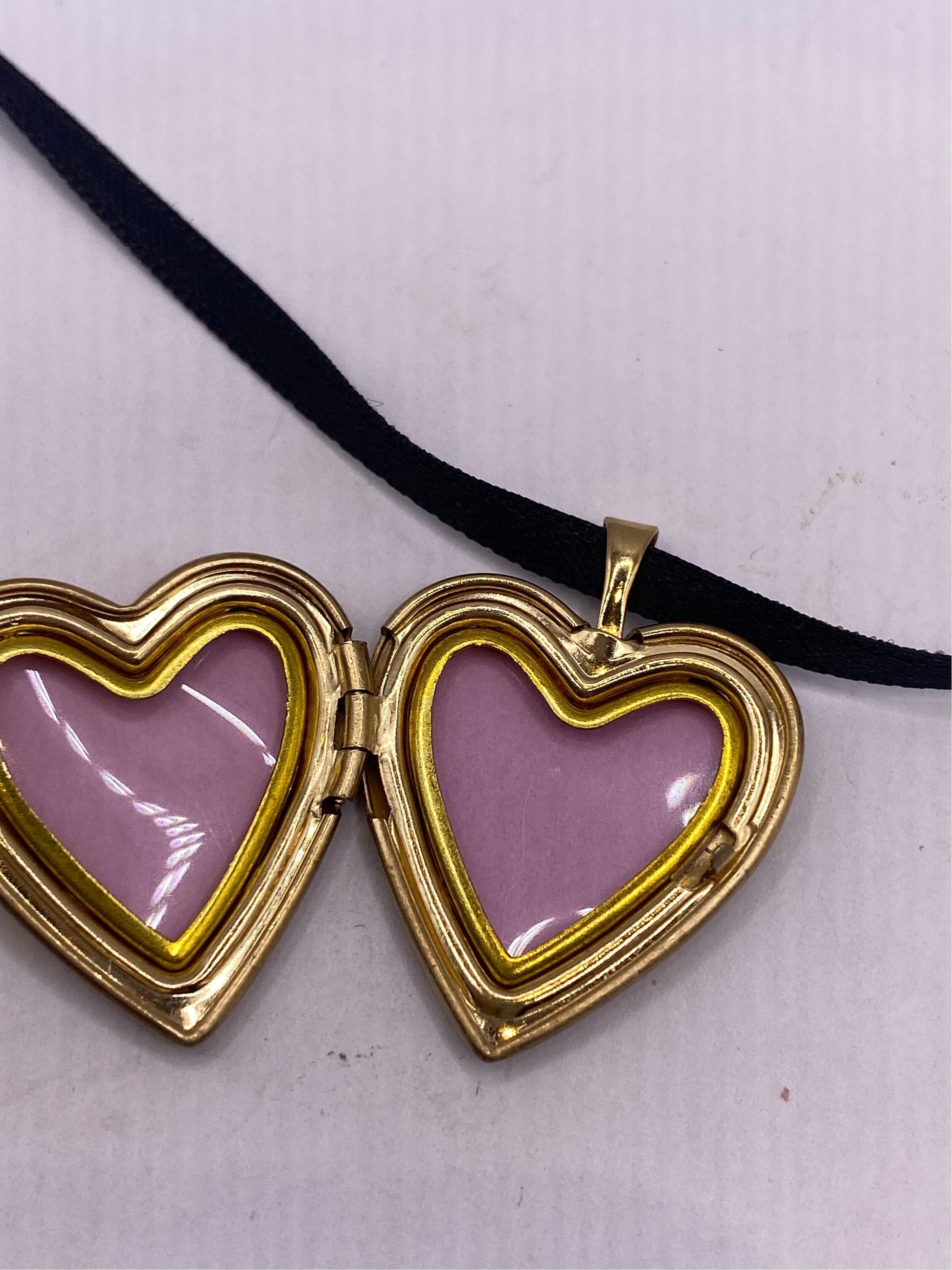 Vintage Heart Locket Choker Gold Filled MOM Necklace