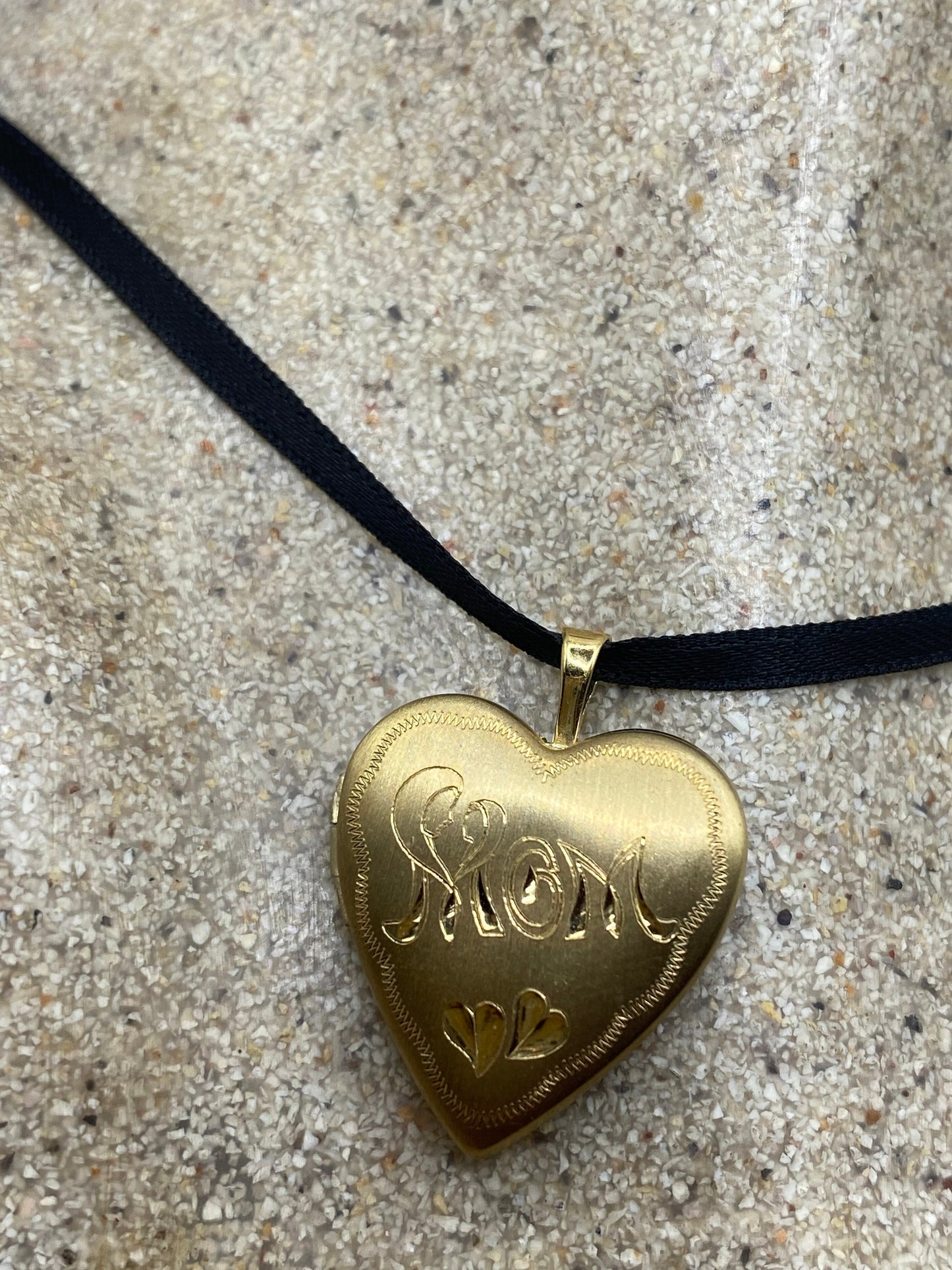 Vintage Heart Locket Choker Gold Filled MOM Necklace