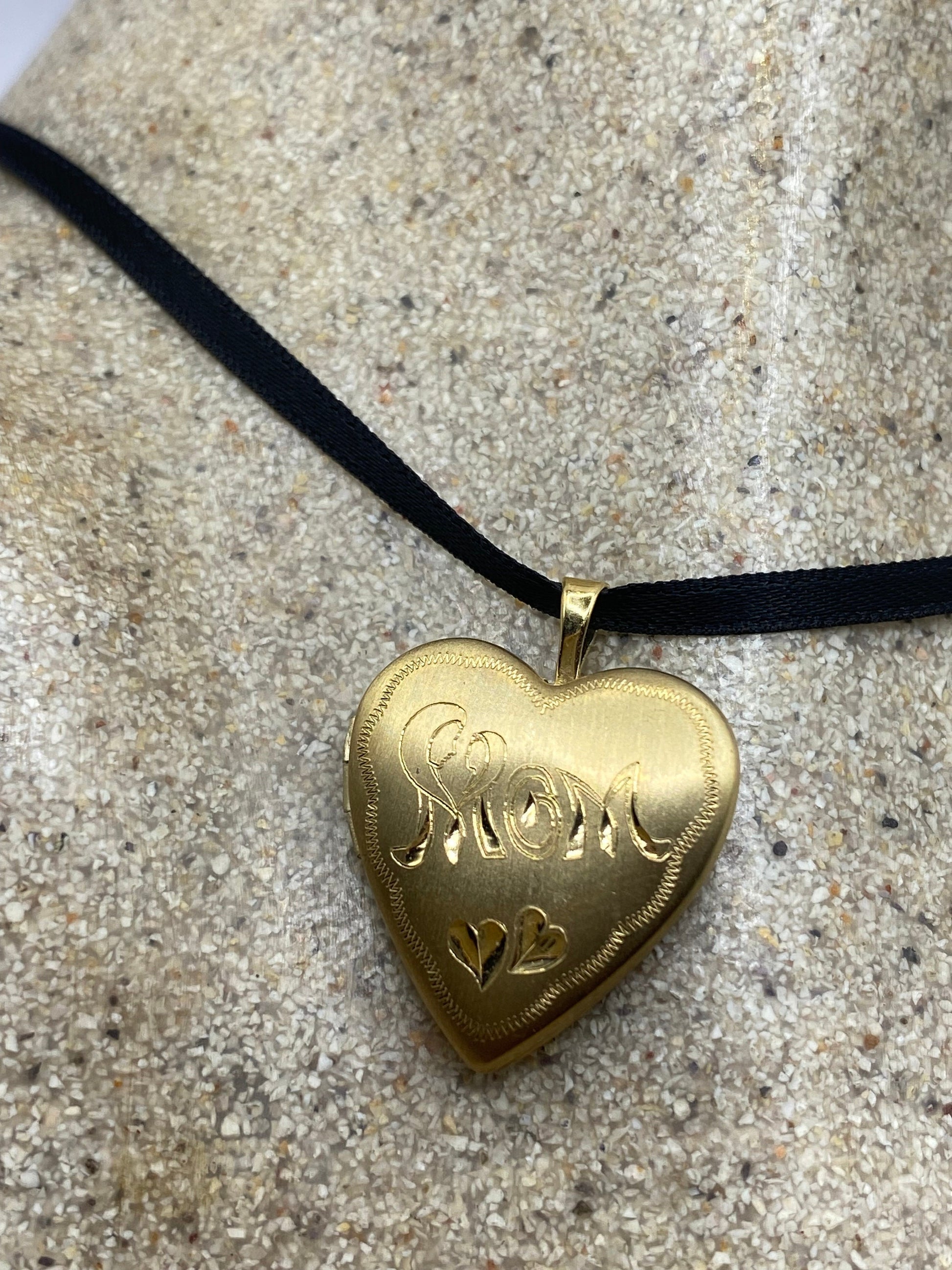 Vintage Heart Locket Choker Gold Filled MOM Necklace