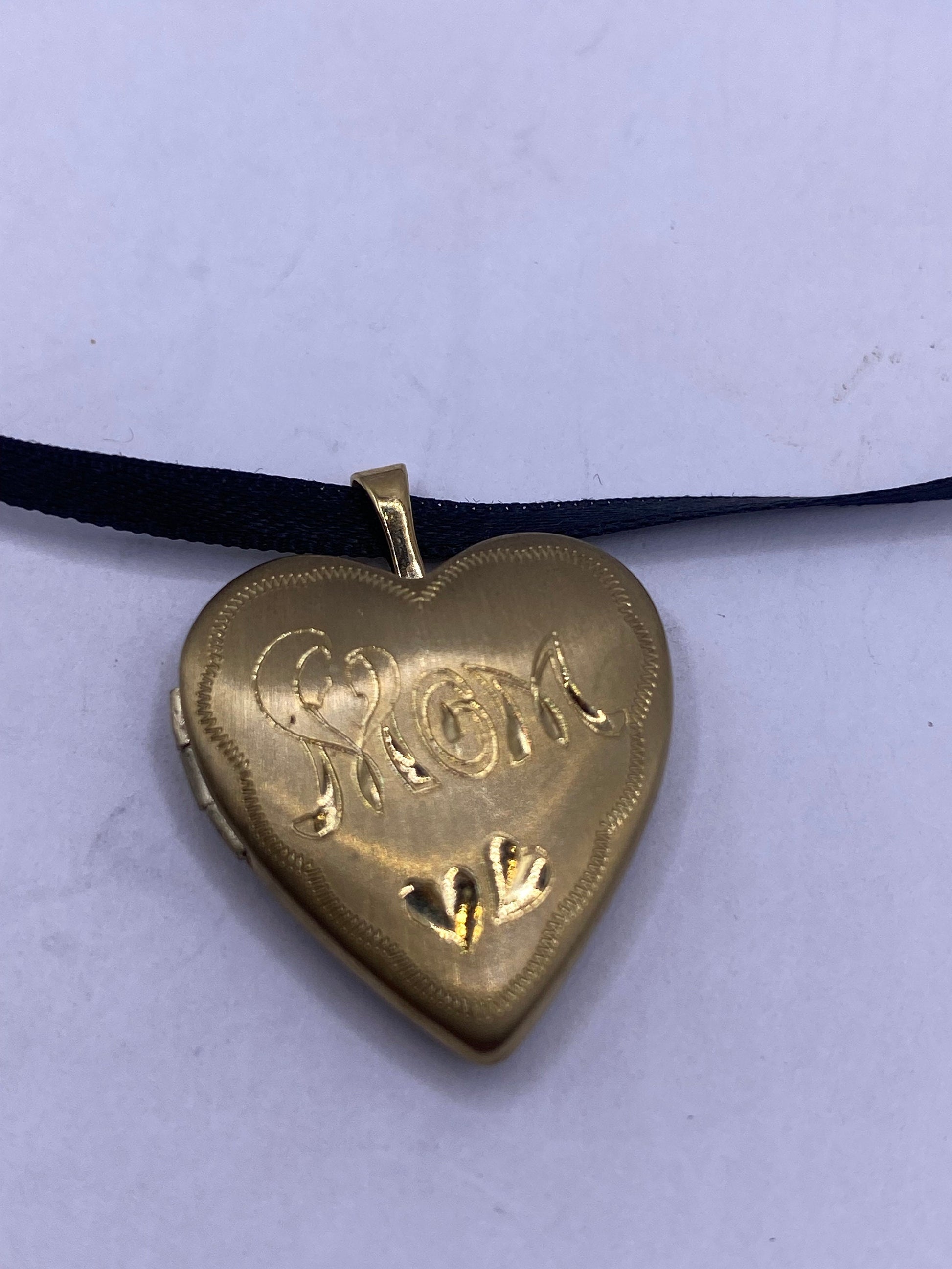 Vintage Heart Locket Choker Gold Filled MOM Necklace