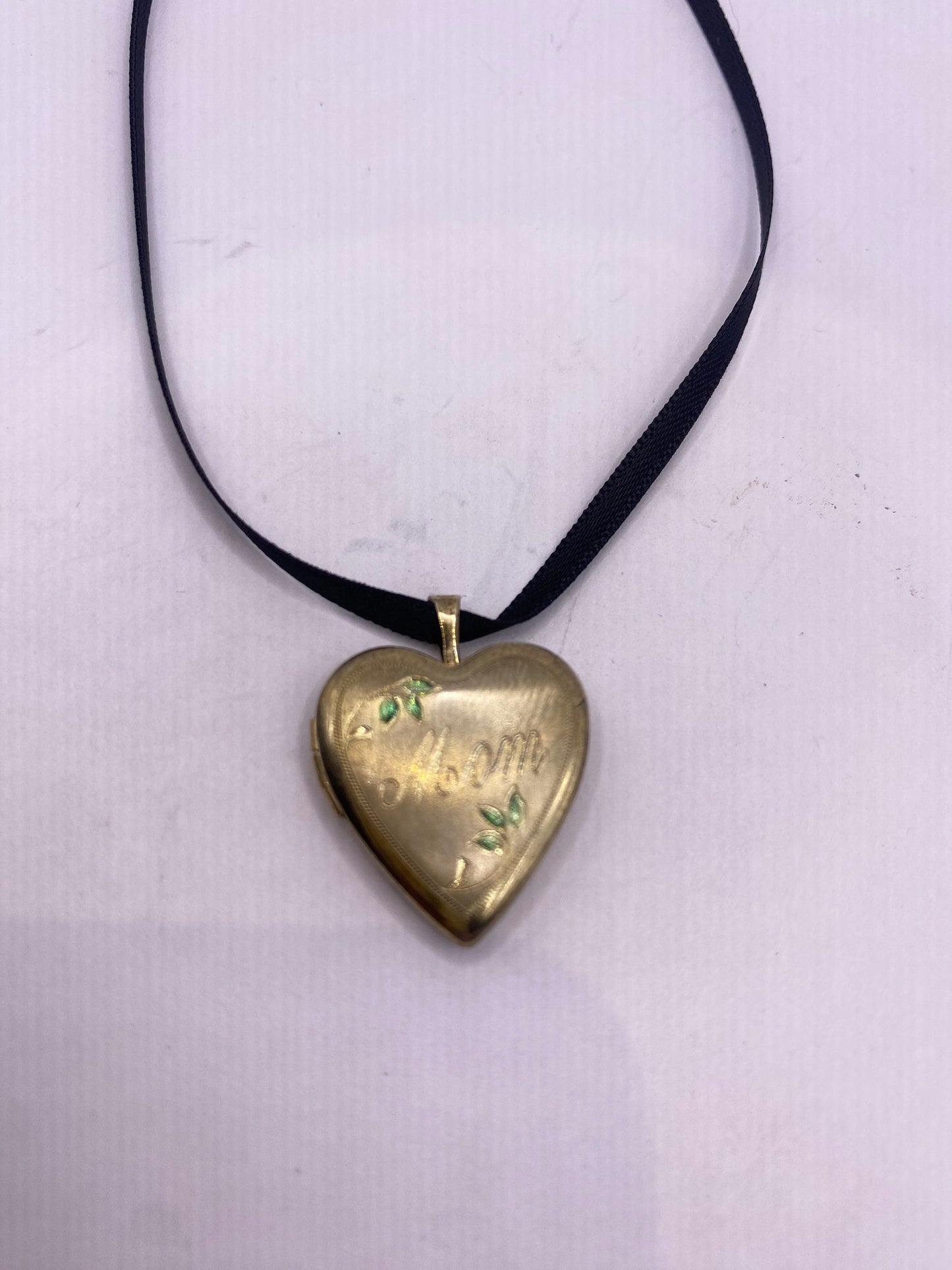 Vintage Heart Locket Choker Gold Filled MOM Necklace