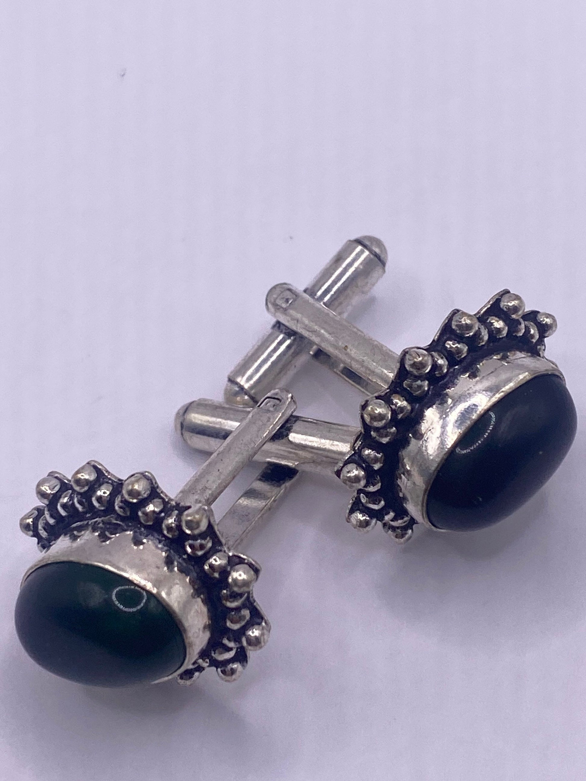 Vintage Green Tourmaline Cuff Links