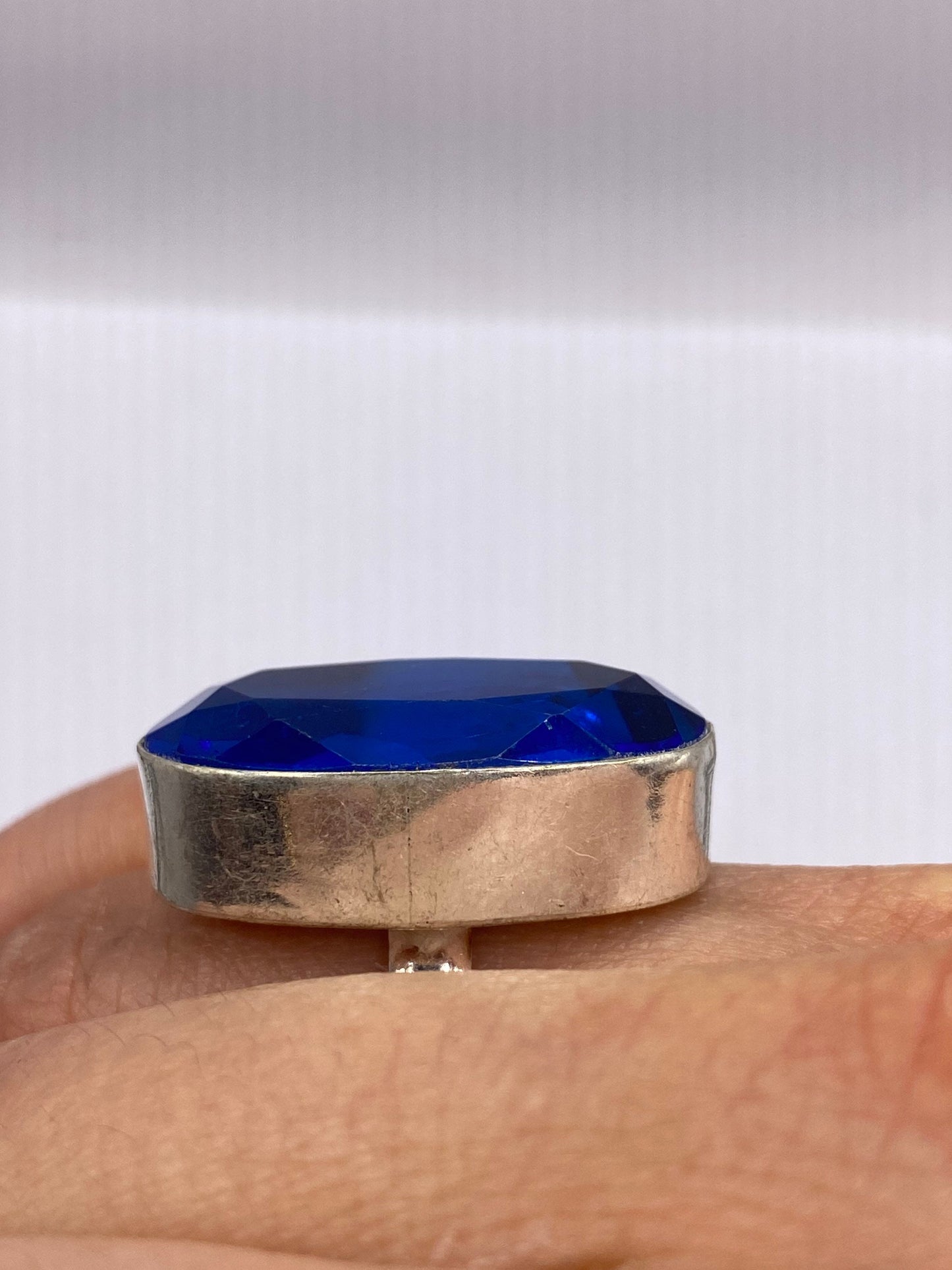 Vintage Deep Blue Volcanic Art Glass Ring