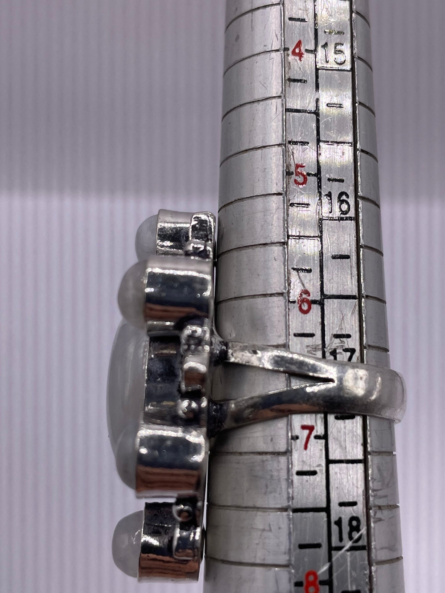 Vintage White Moonstone Ring 925 Sterling Silver