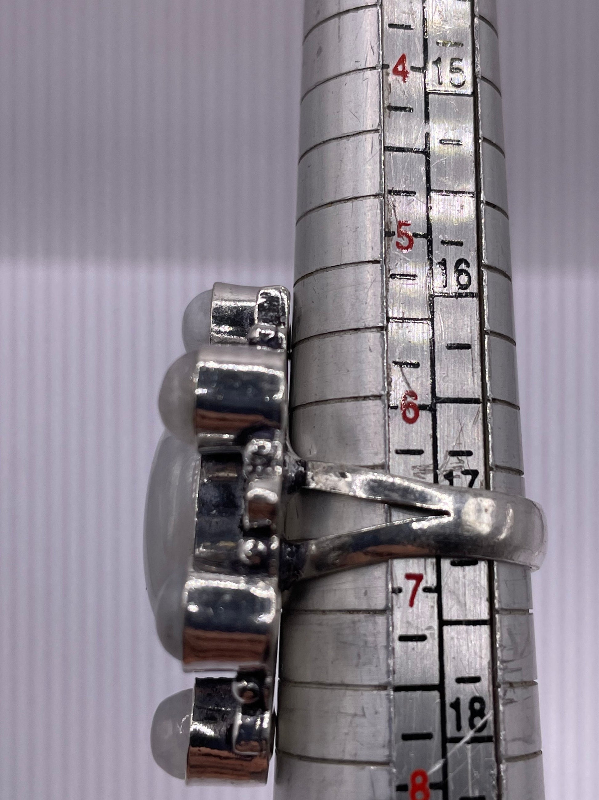 Vintage White Moonstone Ring 925 Sterling Silver