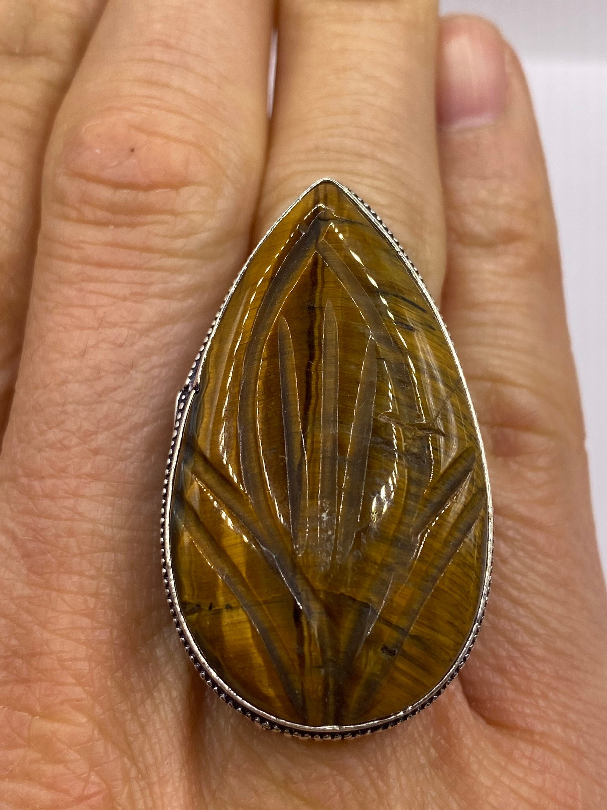 Vintage Tigers Eye Stone Silver Ring