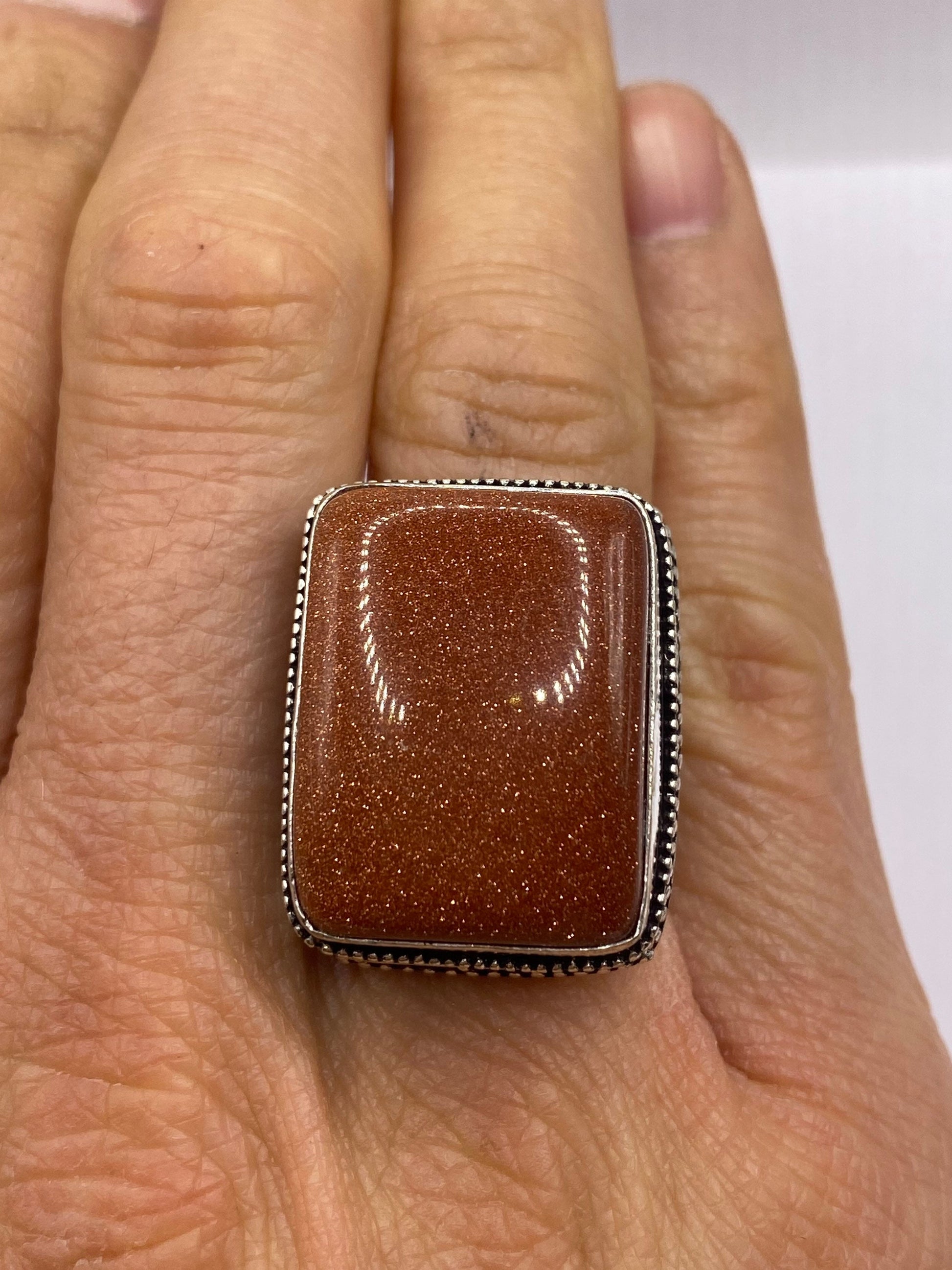 Vintage Goldenstone Golden Sandstone Cocktail Ring