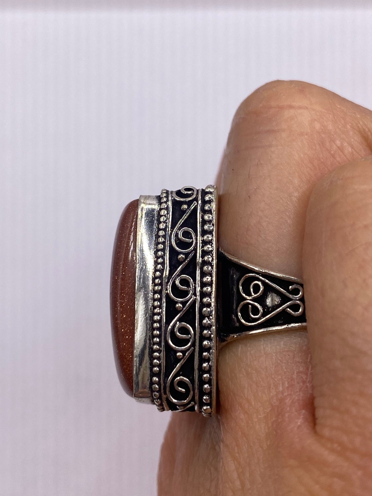 Vintage Goldenstone Golden Sandstone Cocktail Ring