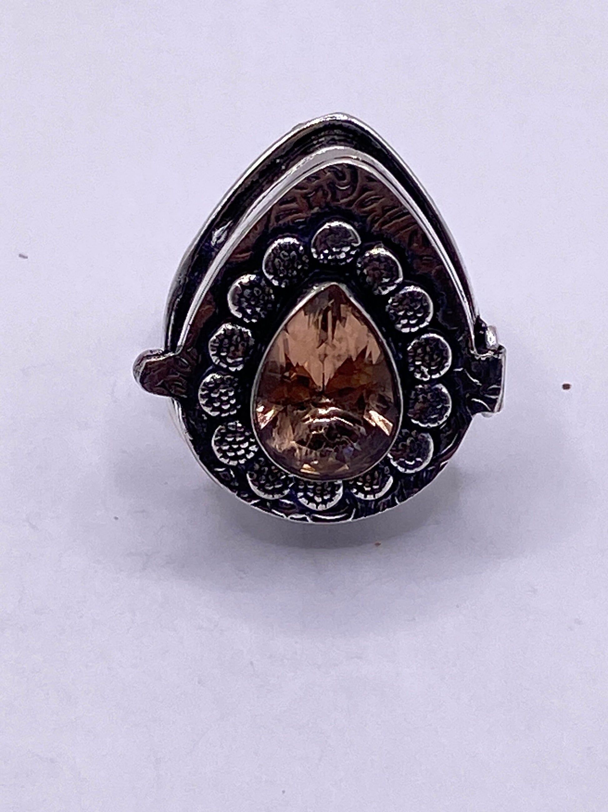 Vintage White Bronze Poison Pillbox Ring