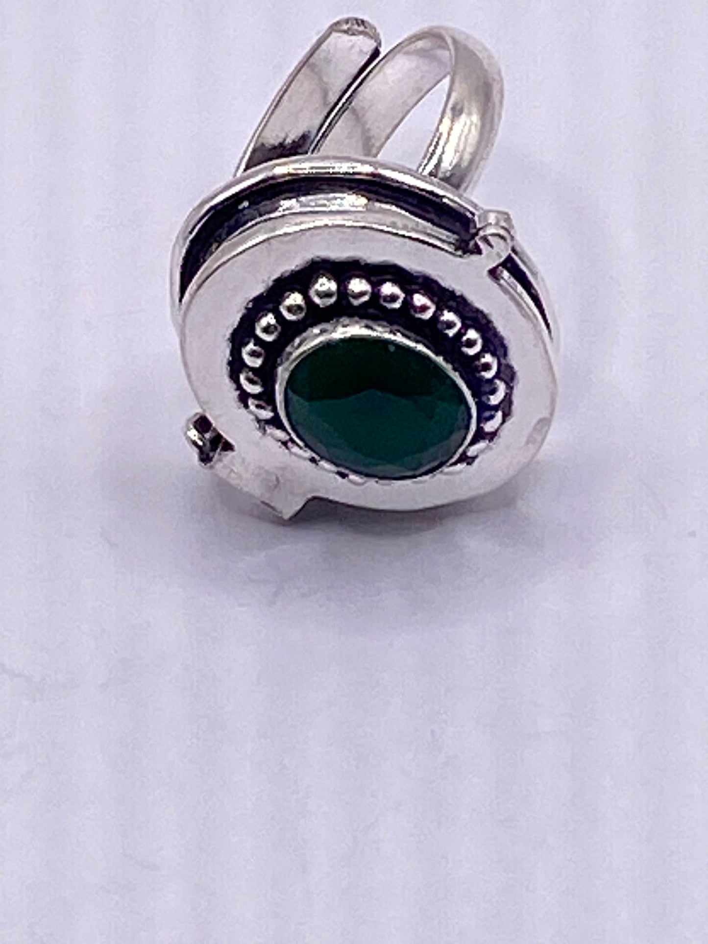 Vintage White Bronze Poison Pillbox Ring