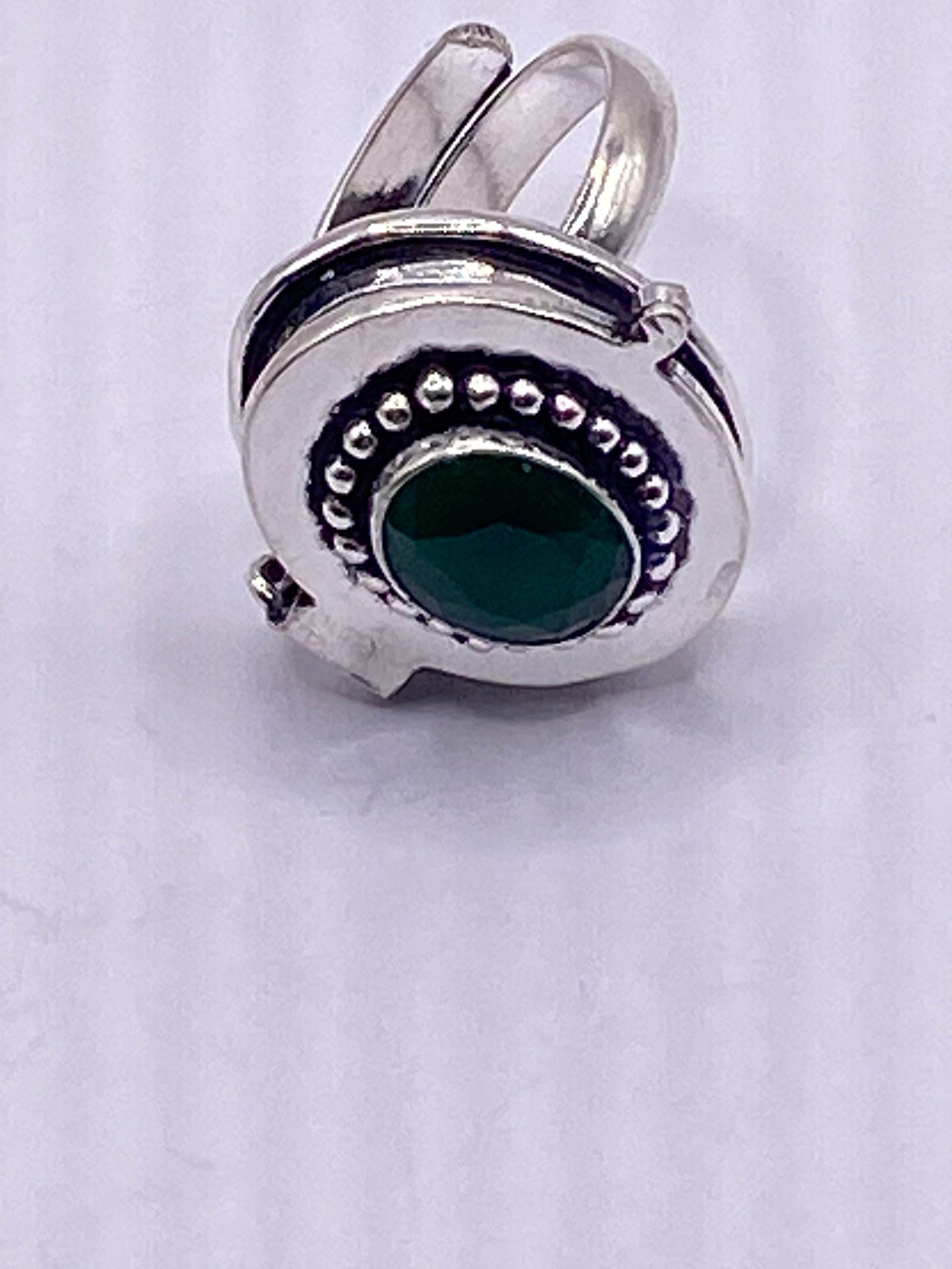 Vintage White Bronze Poison Pillbox Ring