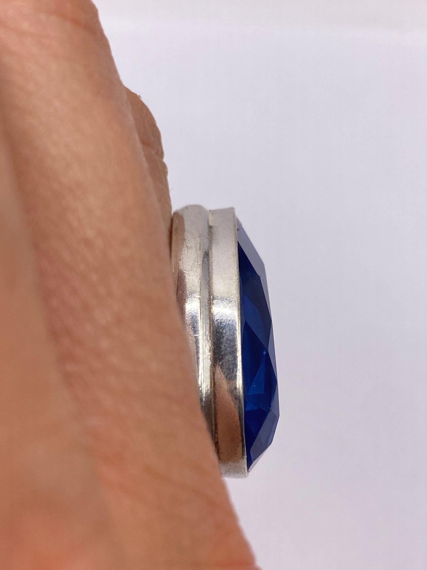 Vintage Deep Blue Volcanic Art Glass Ring
