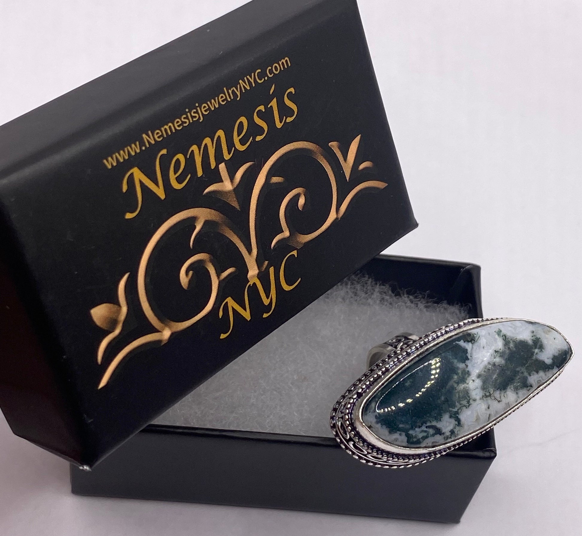 Vintage Green Moss Agate Cocktail Ring