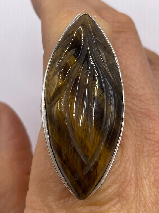 Vintage Tigers Eye Stone Silver Ring