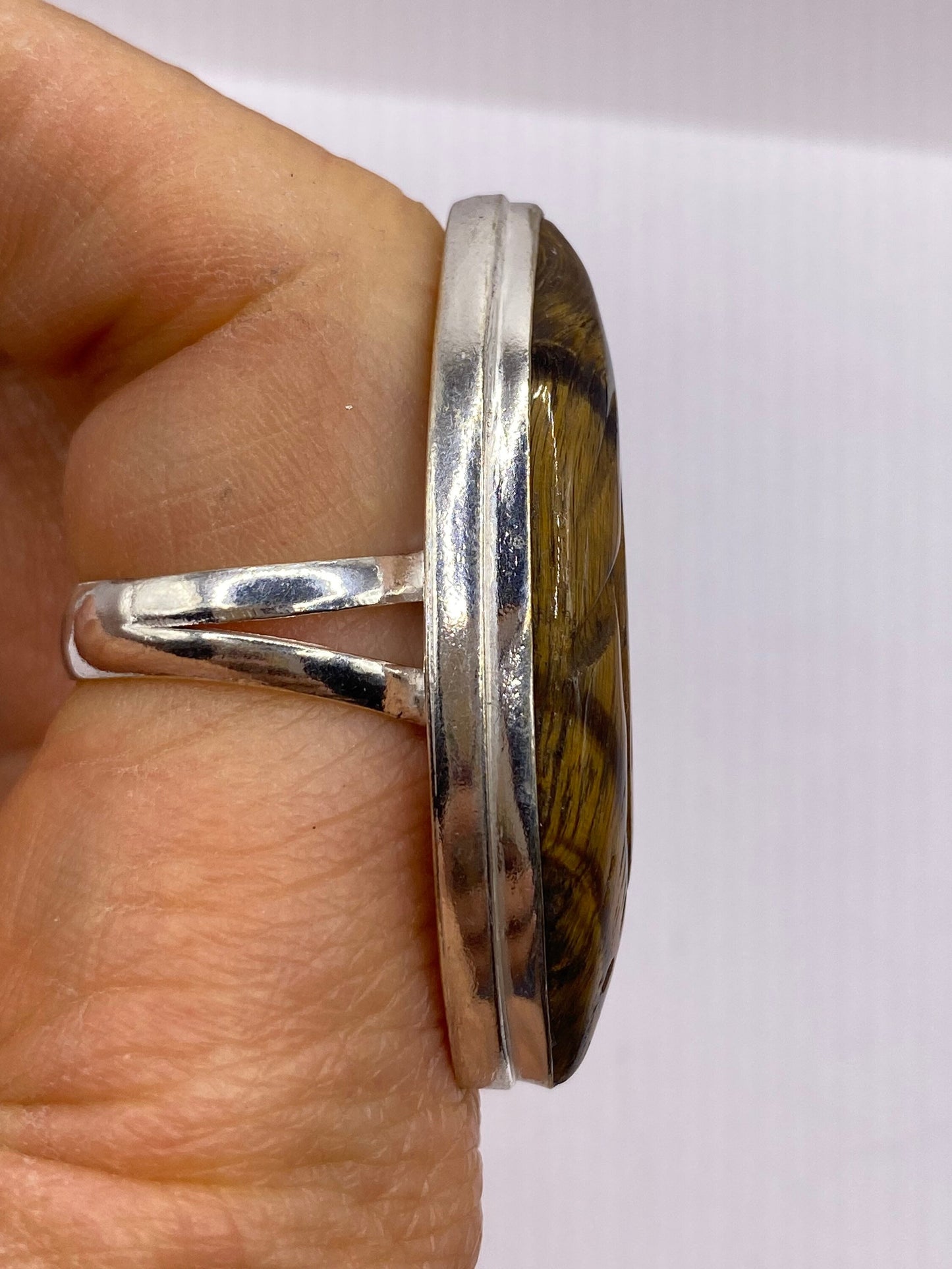 Vintage Tigers Eye Stone Silver Ring