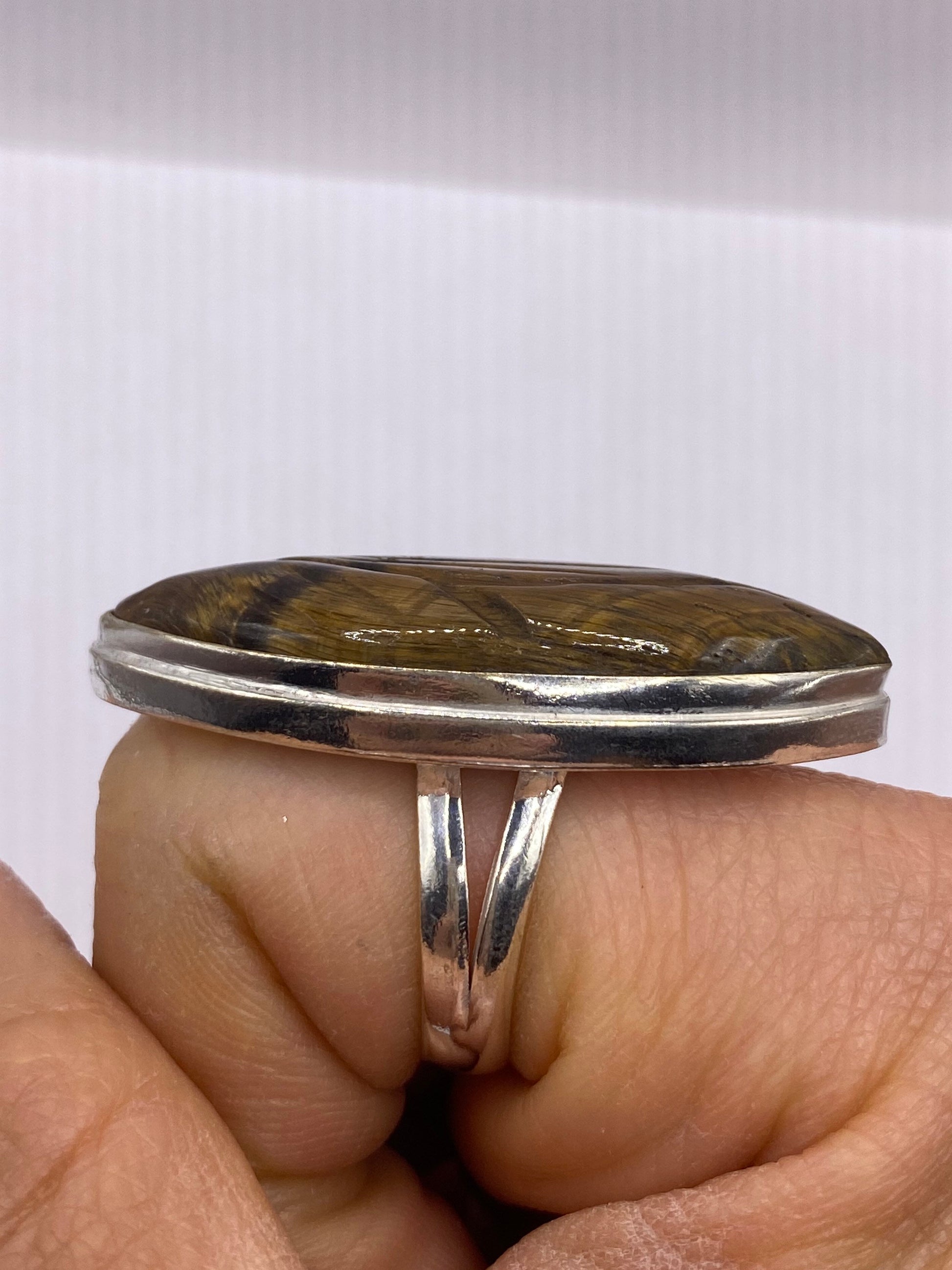 Vintage Tigers Eye Stone Silver Ring