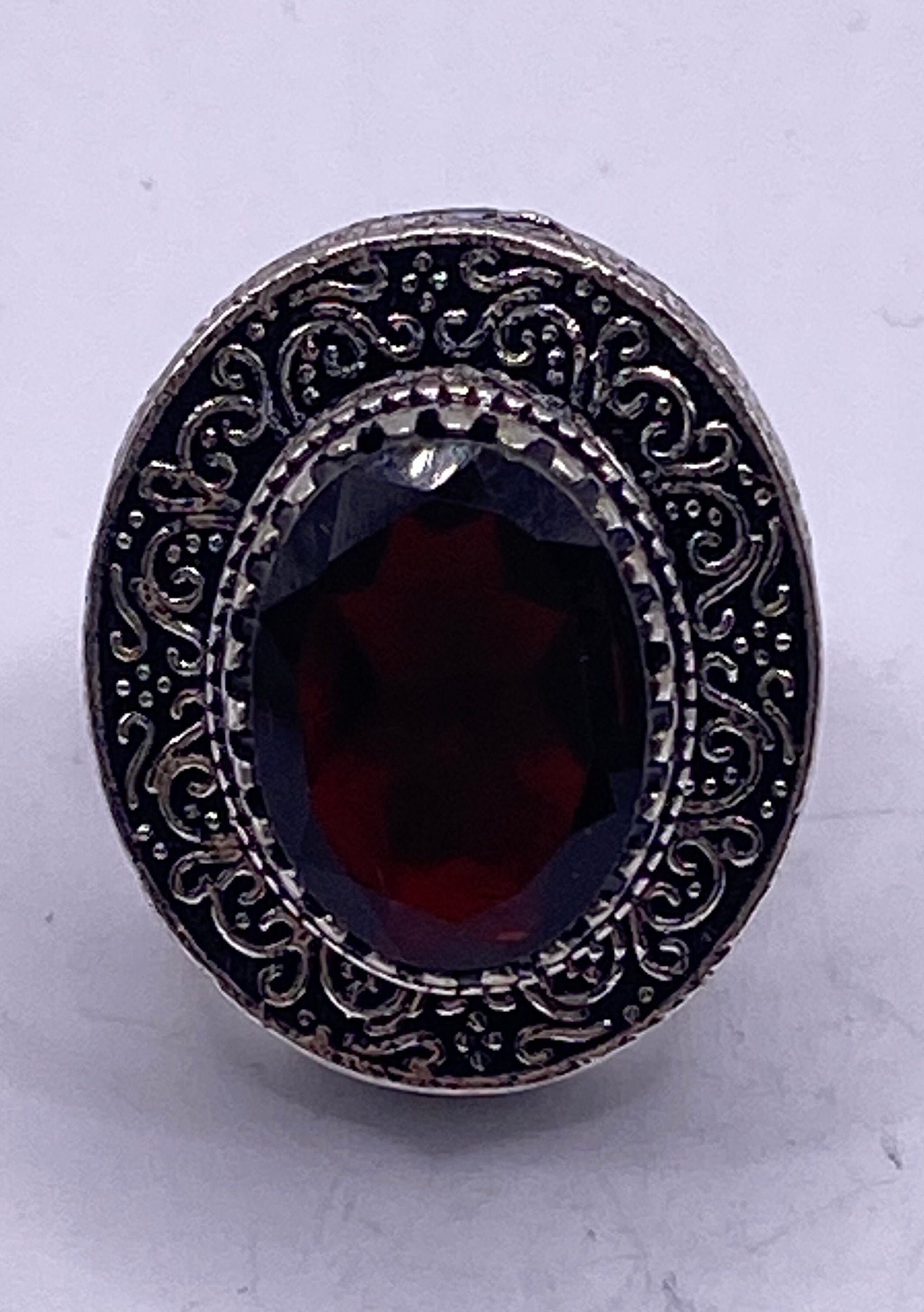 Vintage Black Onyx Silver Cocktail Ring Size 10