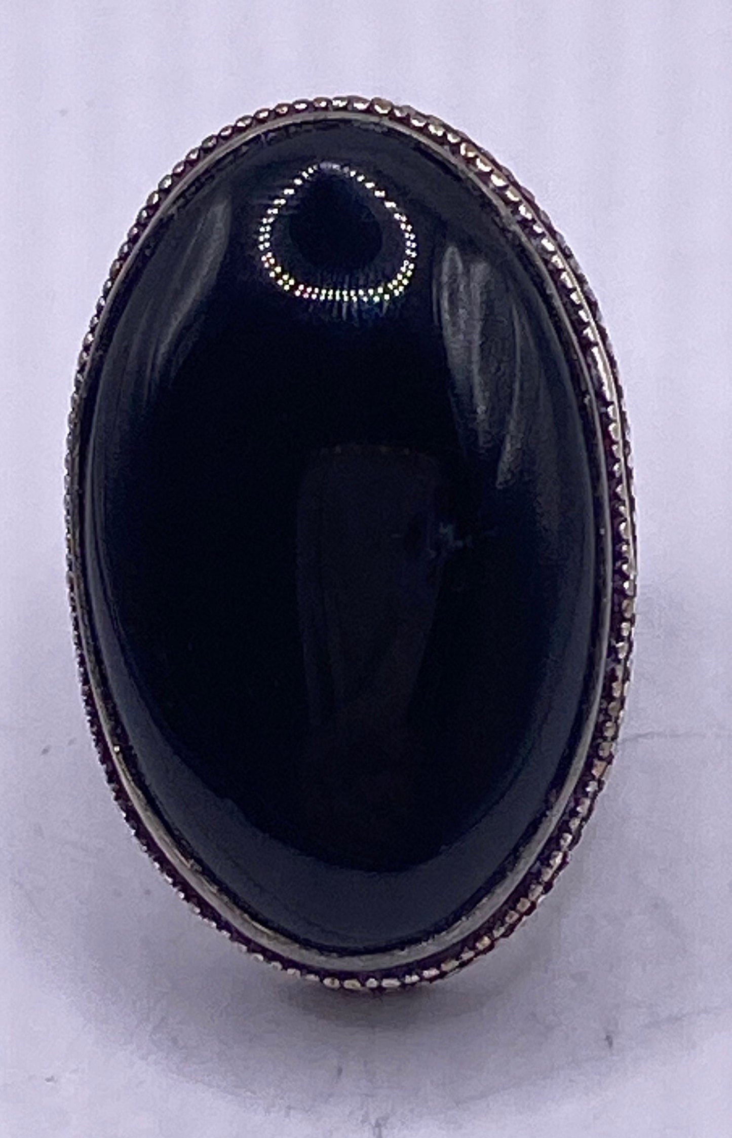 Vintage Black Onyx Silver Cocktail Ring Size 6.25