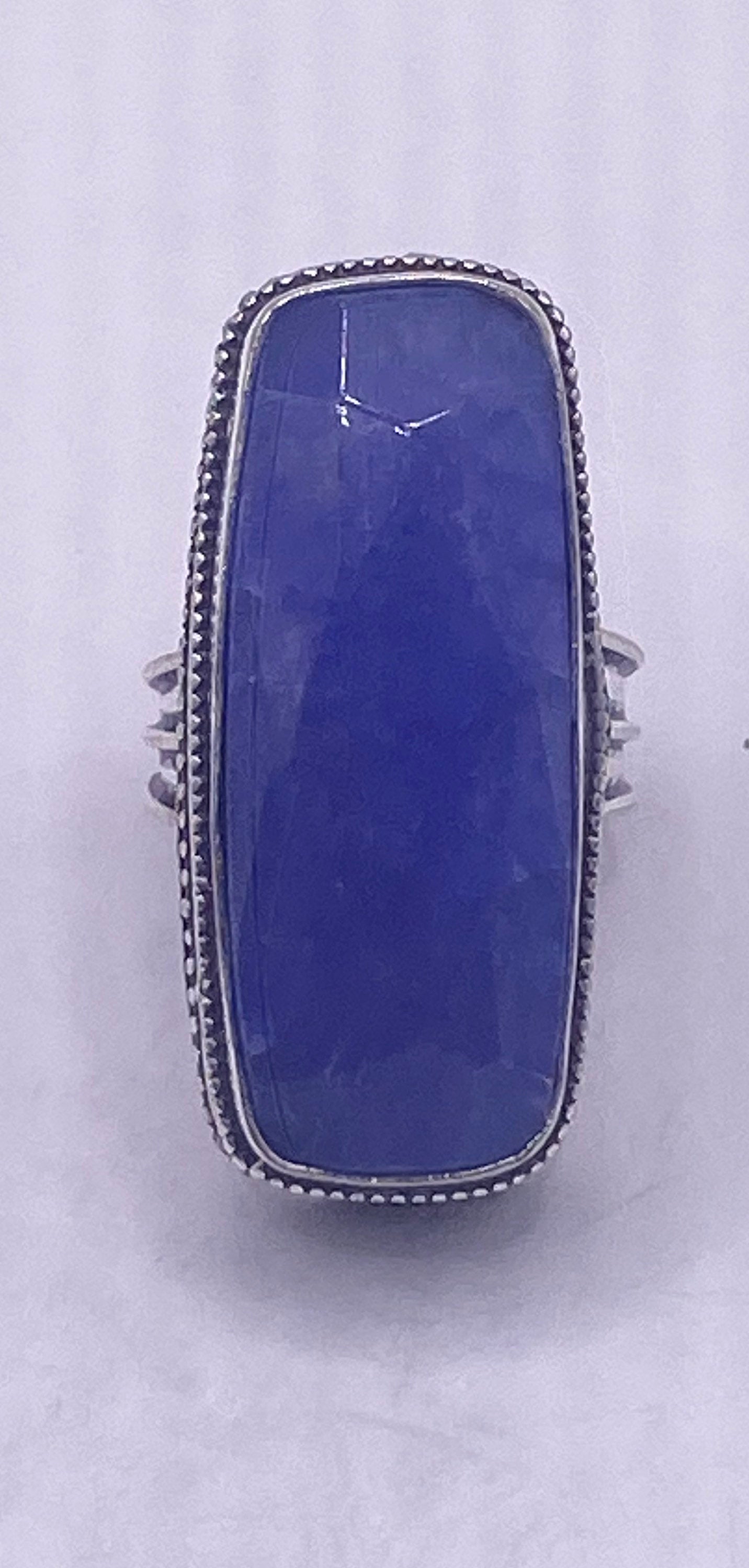 Vintage Deep Blue Sapphire White Bronze Silver Gothic Ring