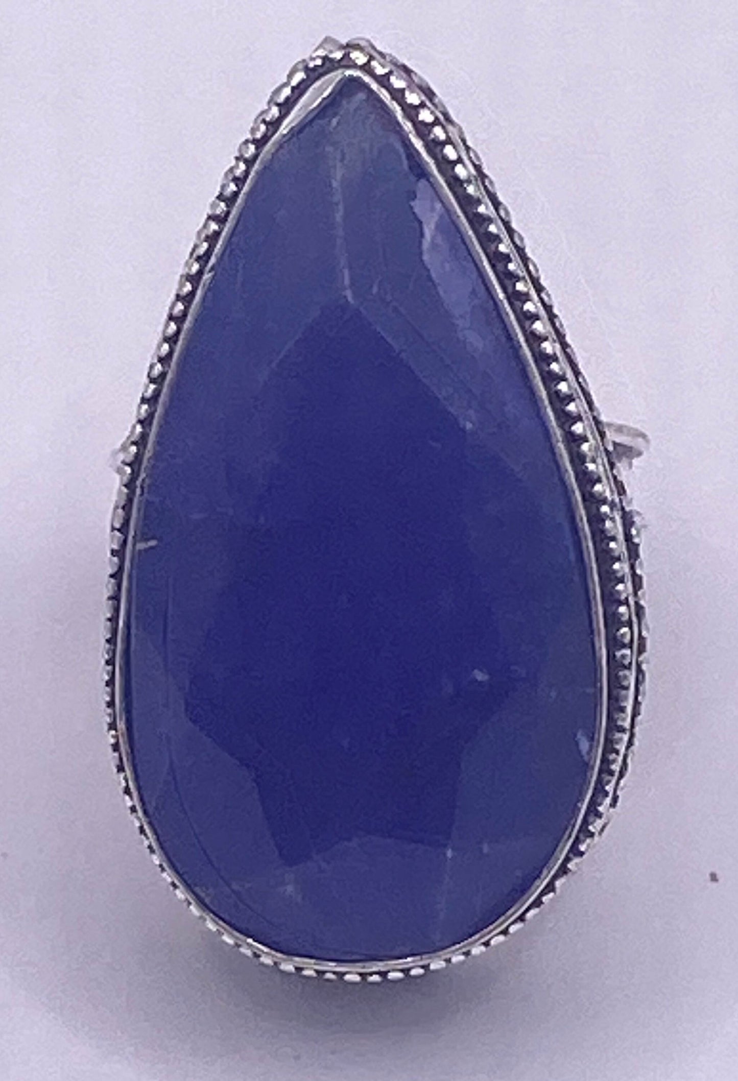Vintage Deep Blue Sapphire White Bronze Silver Gothic Ring
