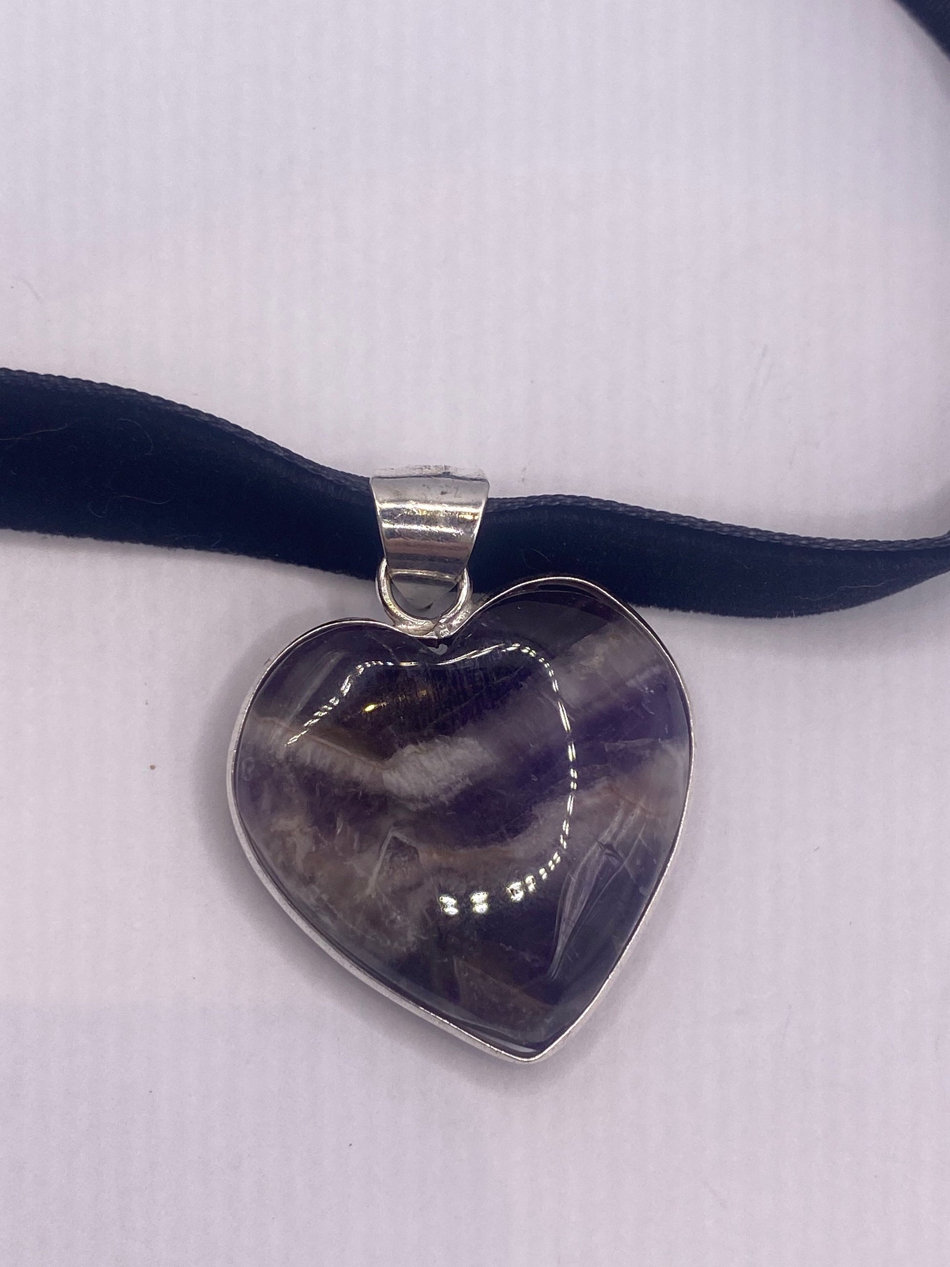 Bohemian Cabochon Heart Deep Purple Genuine Amethyst Necklace