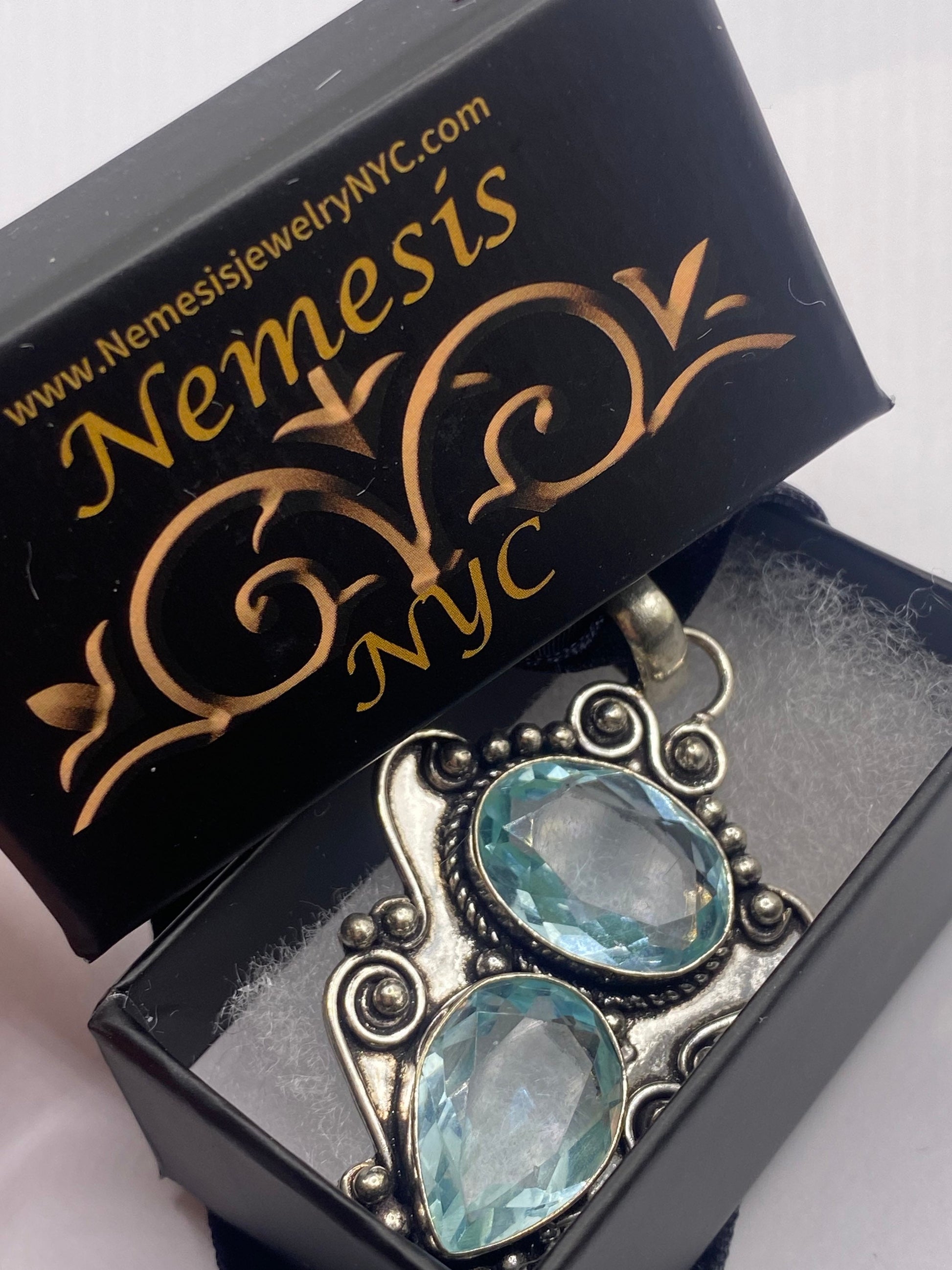 Vintage Blue Aqua Glass Choker Silver Finished Necklace