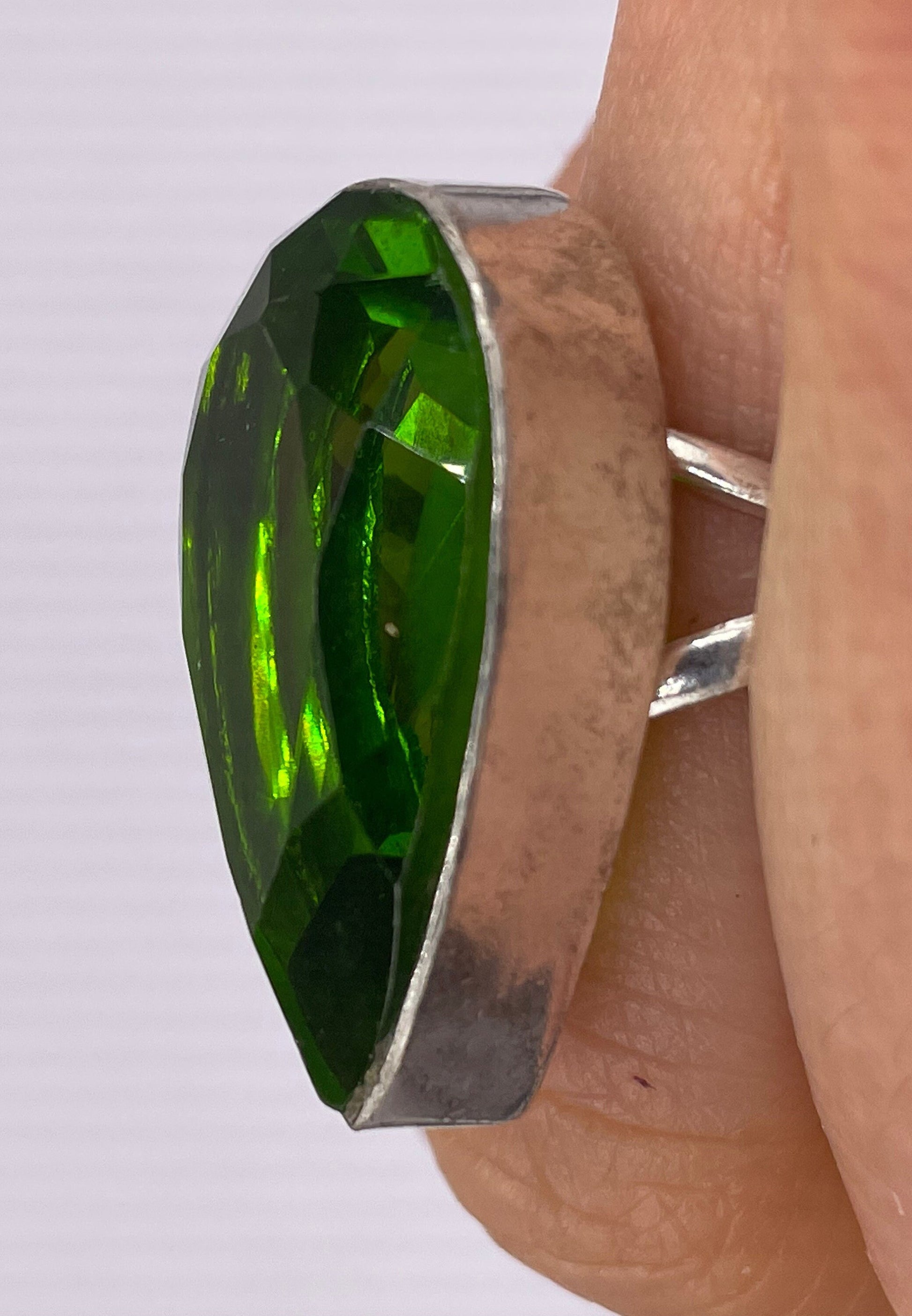 Vintage Green Antique Glass Cocktail Ring