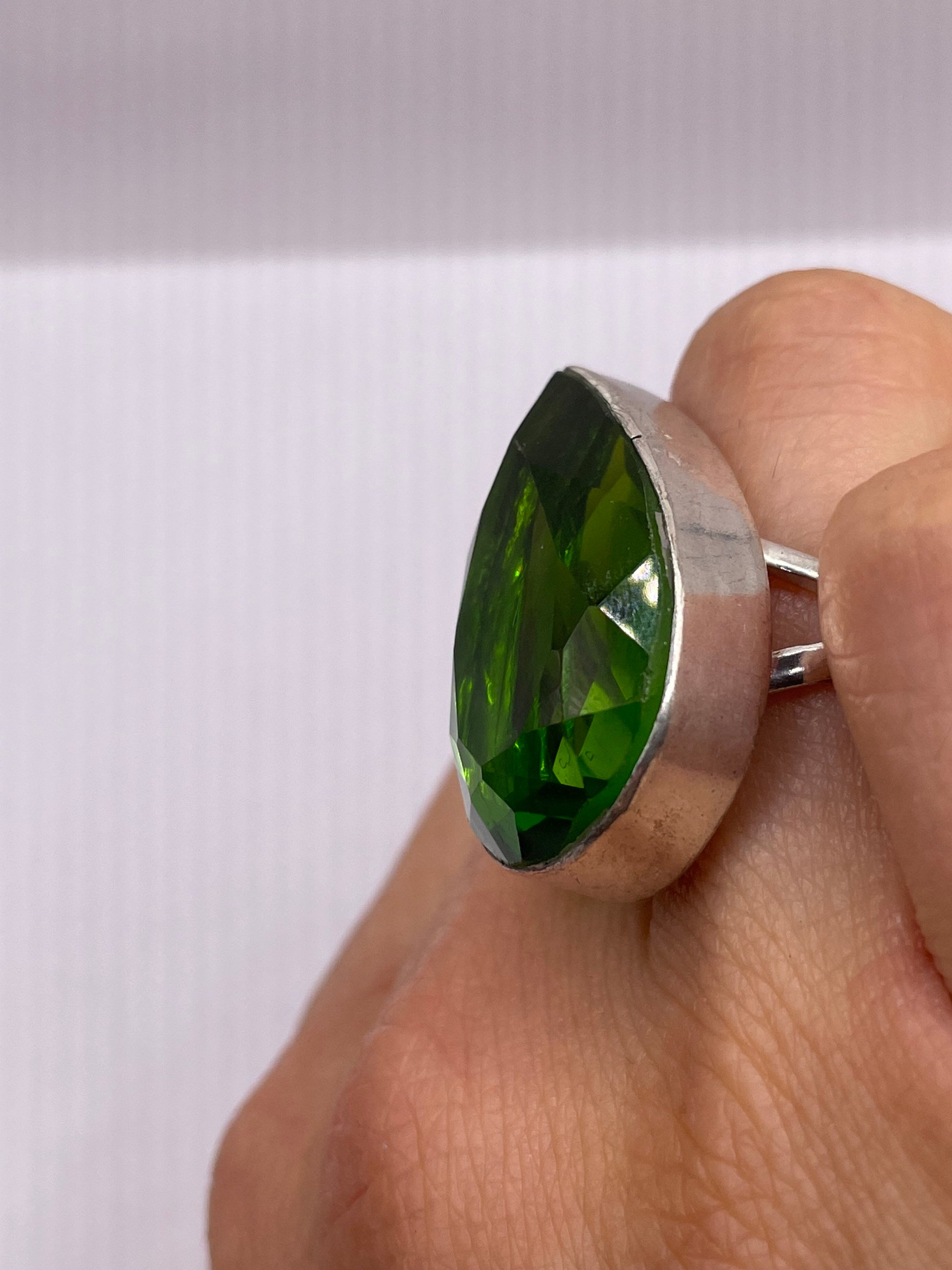 Vintage Green Antique Glass Cocktail Ring