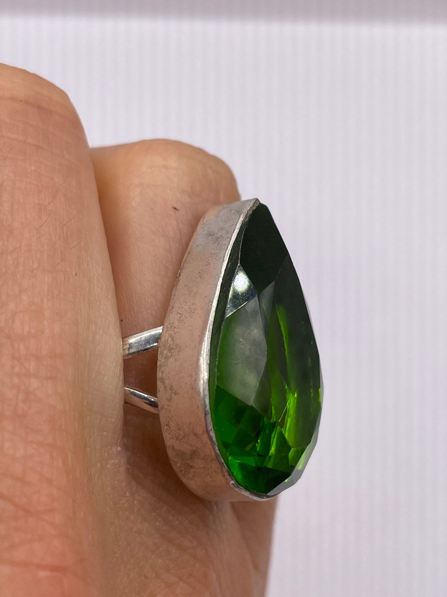 Vintage Green Antique Glass Cocktail Ring