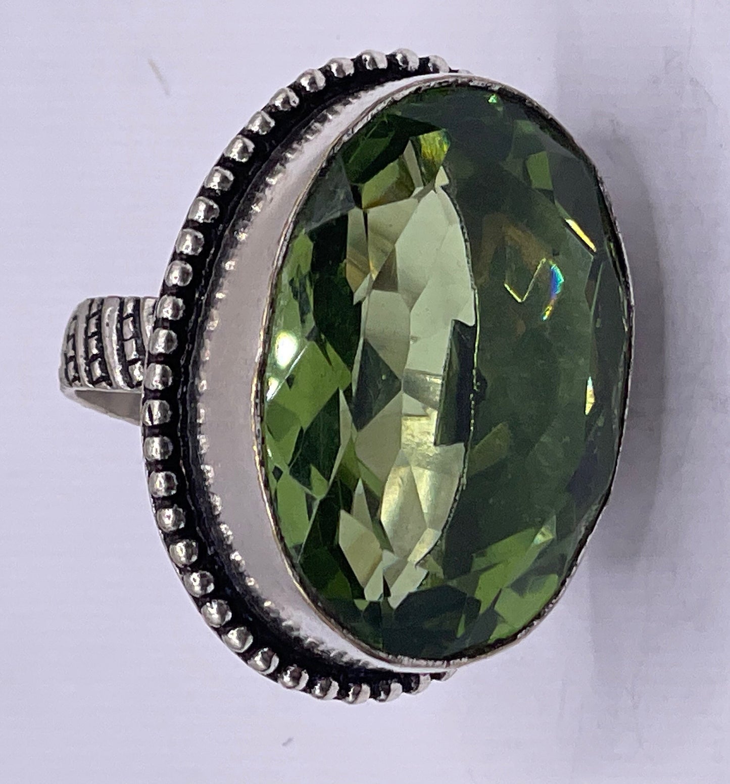 Vintage Green Antique Glass Cocktail Ring