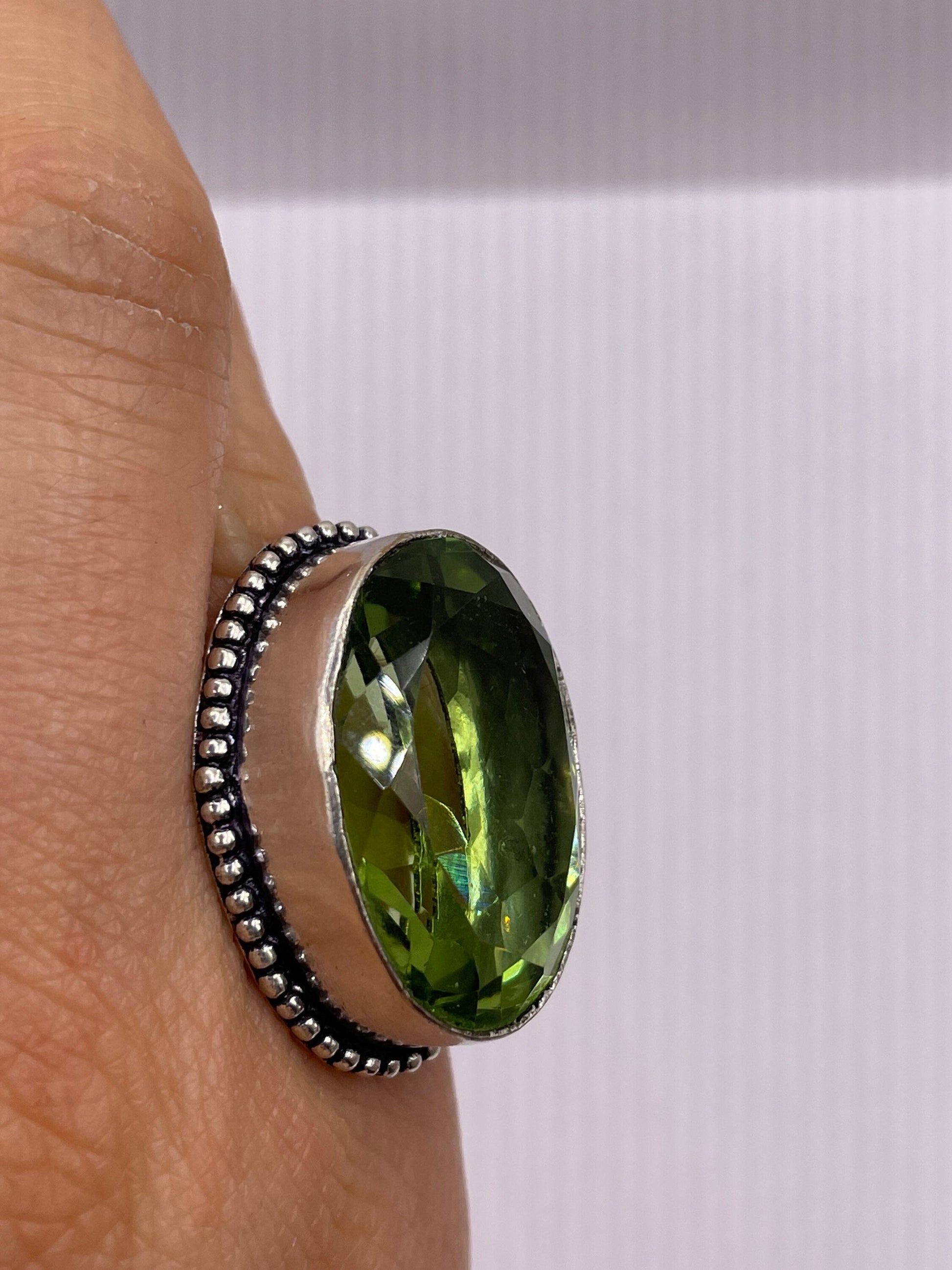 Vintage Green Antique Glass Cocktail Ring