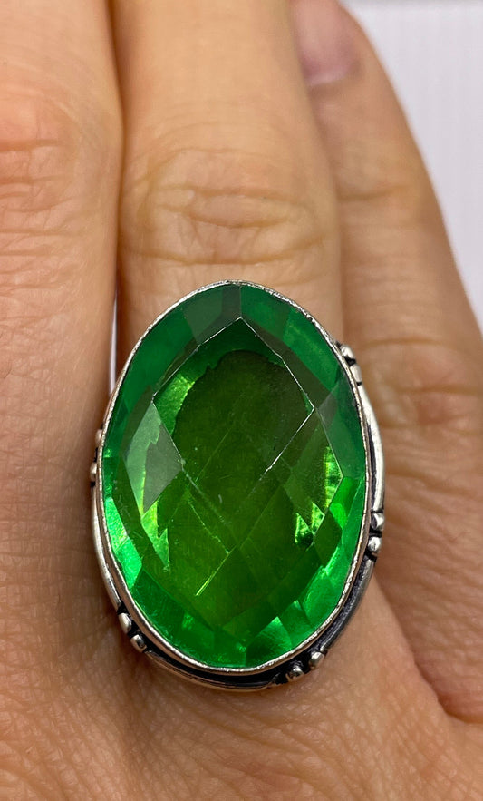 Vintage Green Antique Glass Cocktail Ring