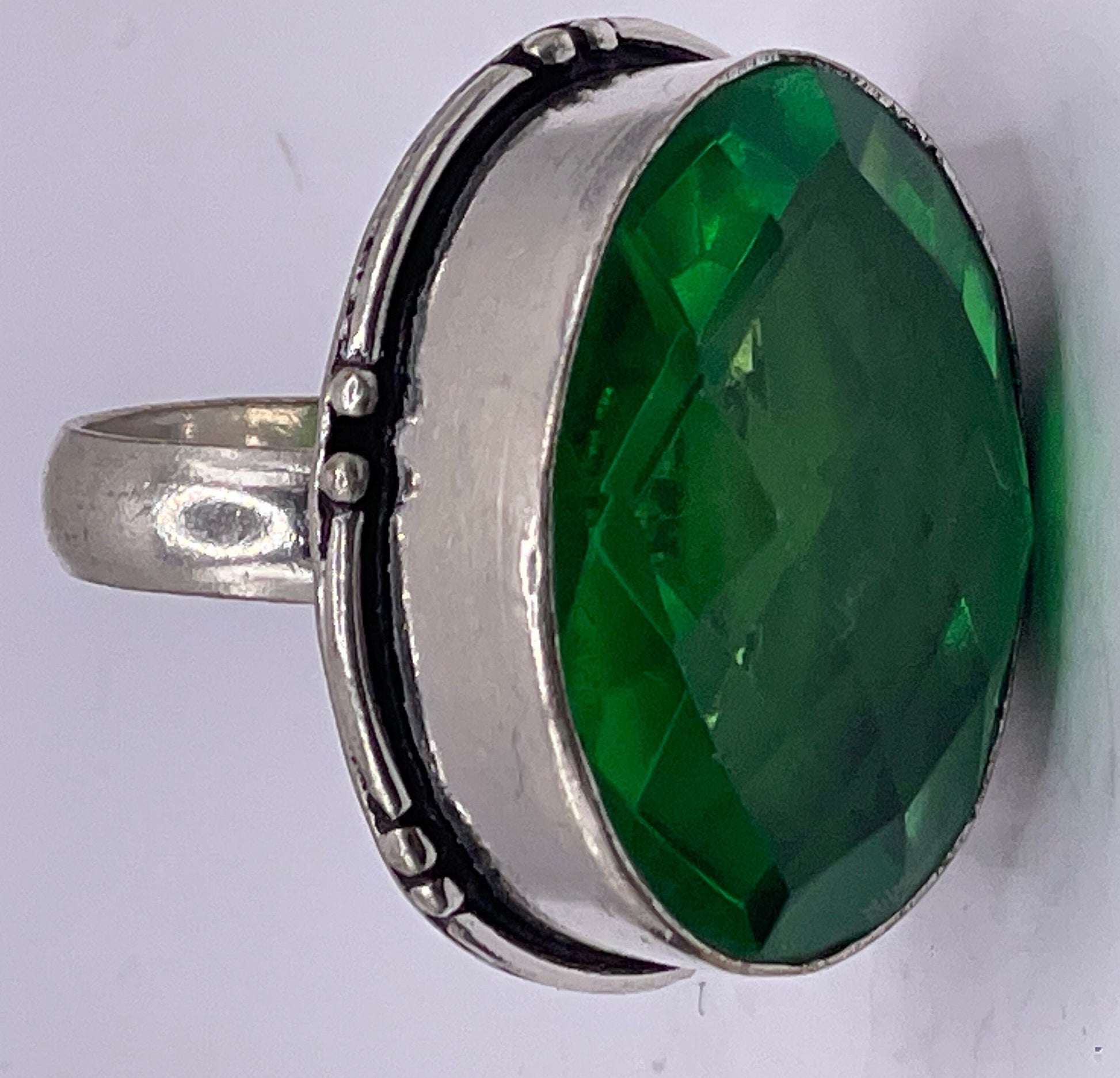 Vintage Green Antique Glass Cocktail Ring