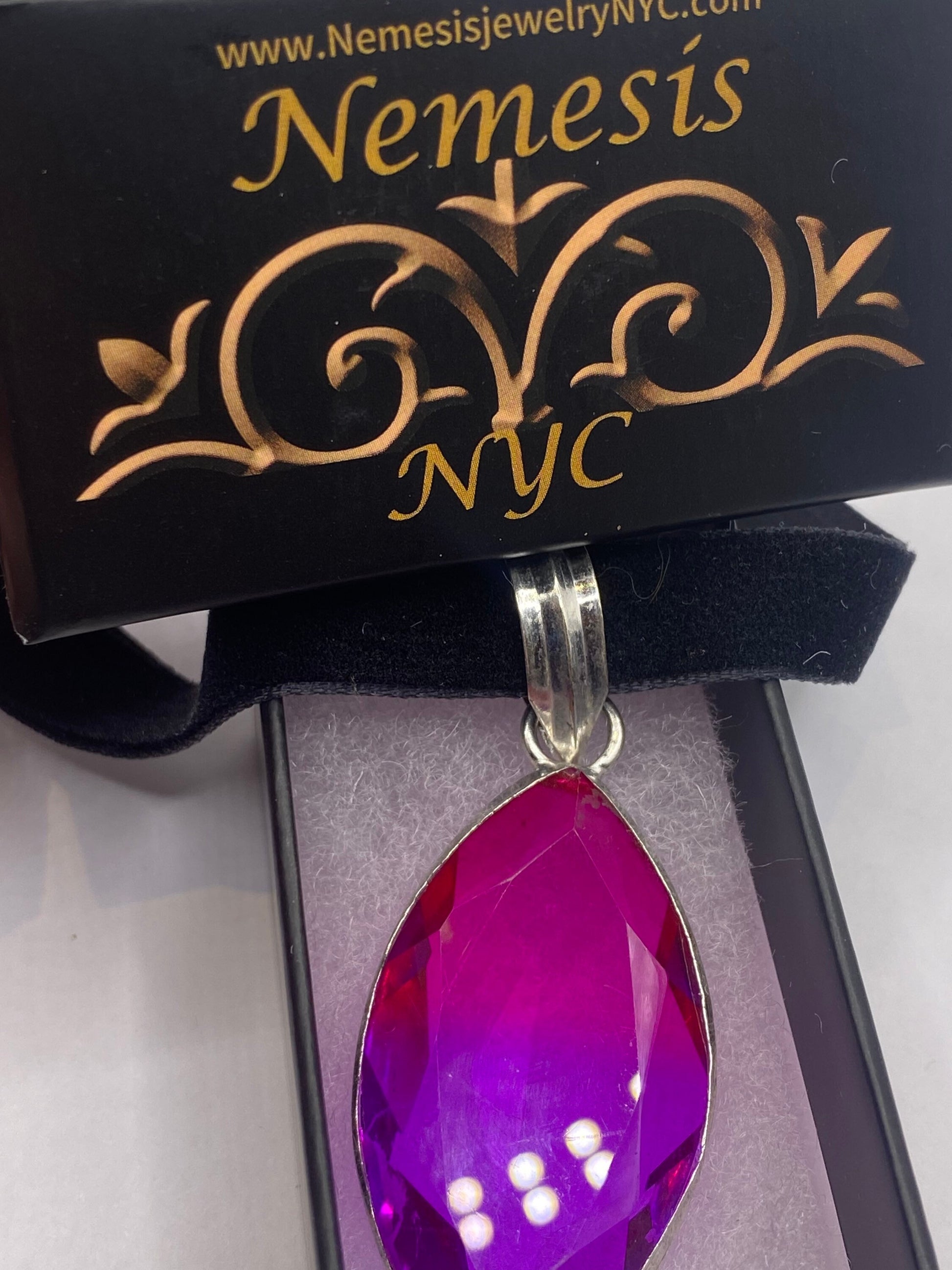 Vintage Purple Glass Choker Silver Finished Necklace