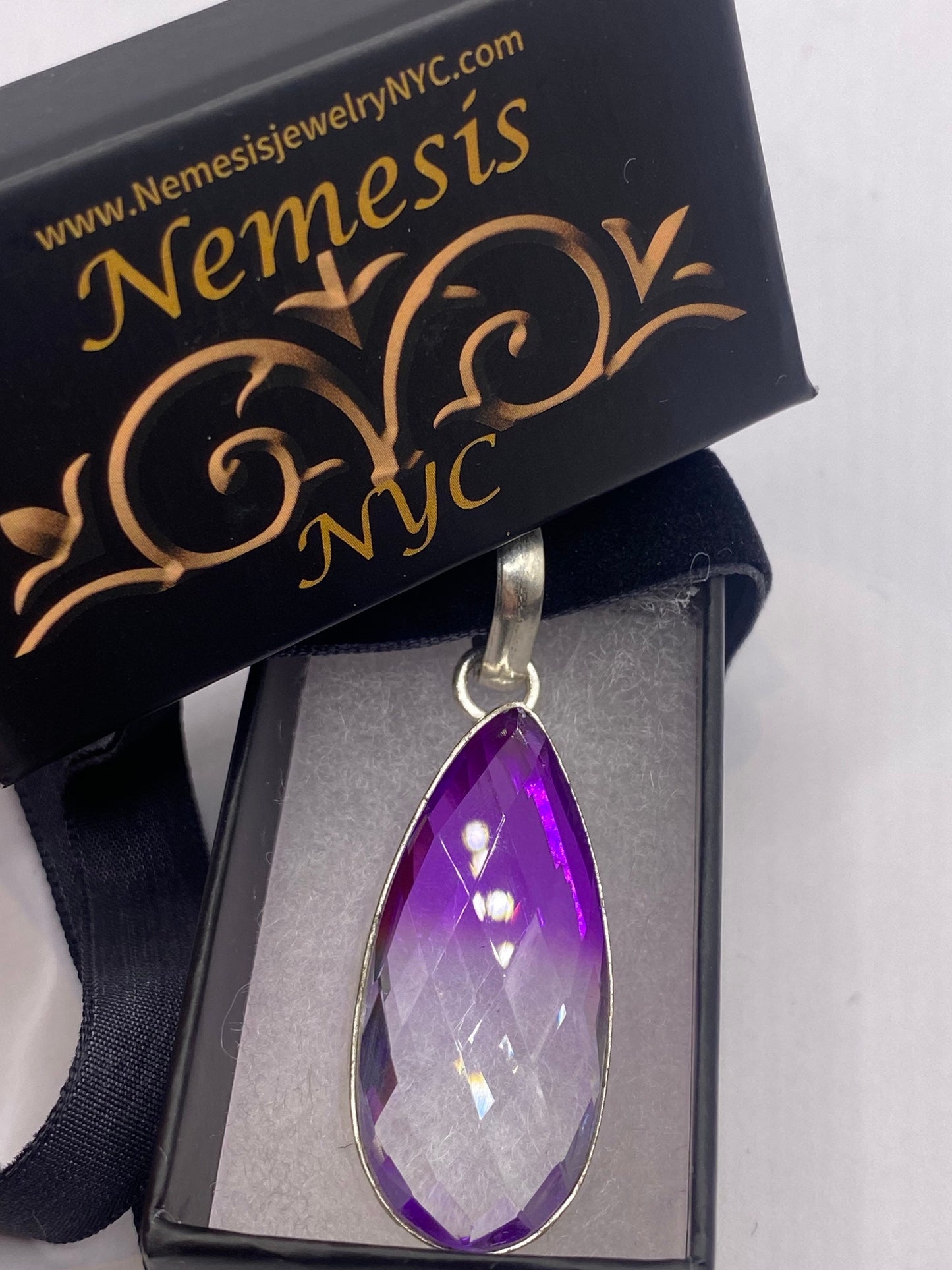 Vintage Purple Glass Choker Silver Finished Necklace