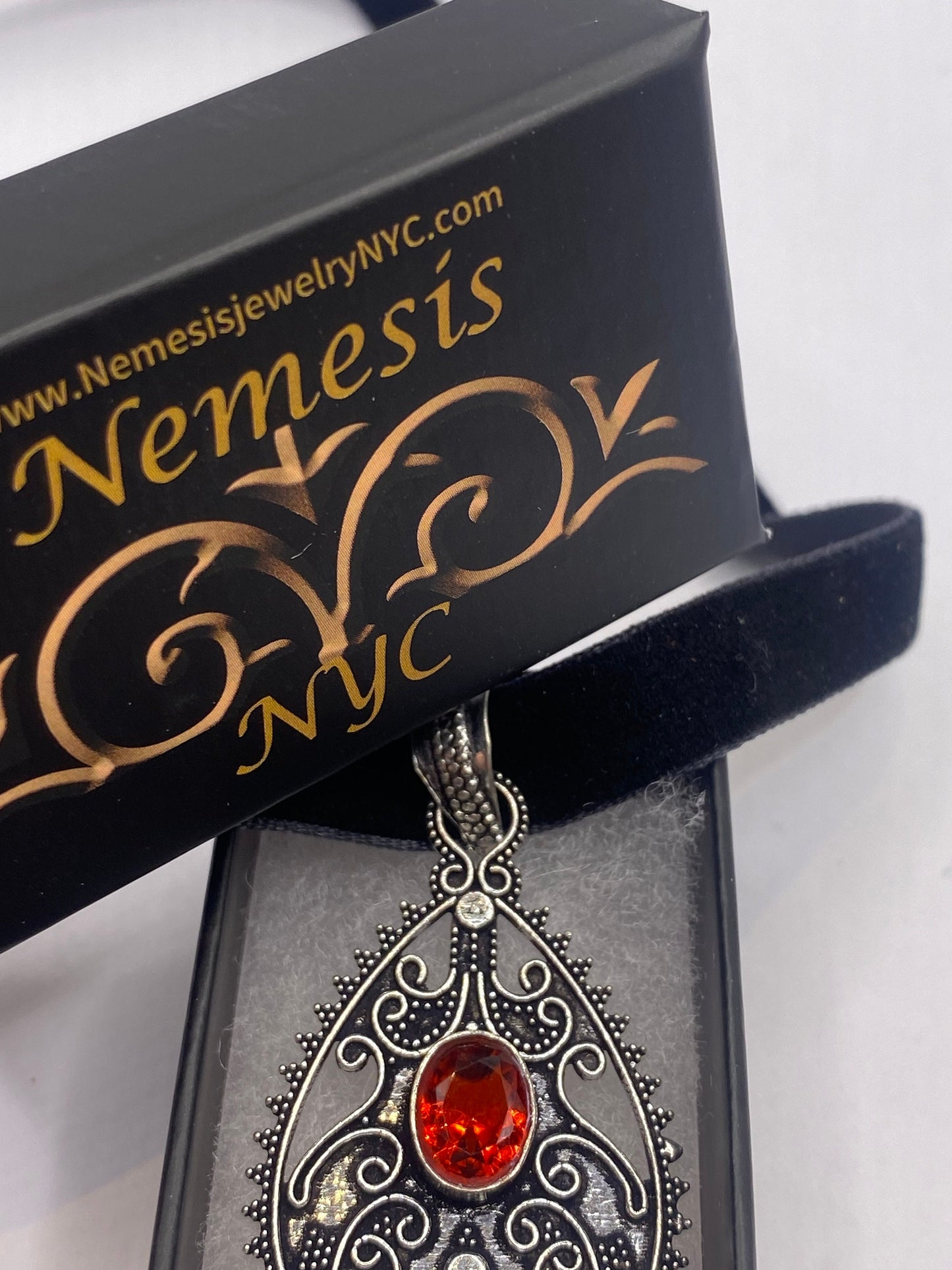 Vintage Red Glass Choker Silver Finished Necklace