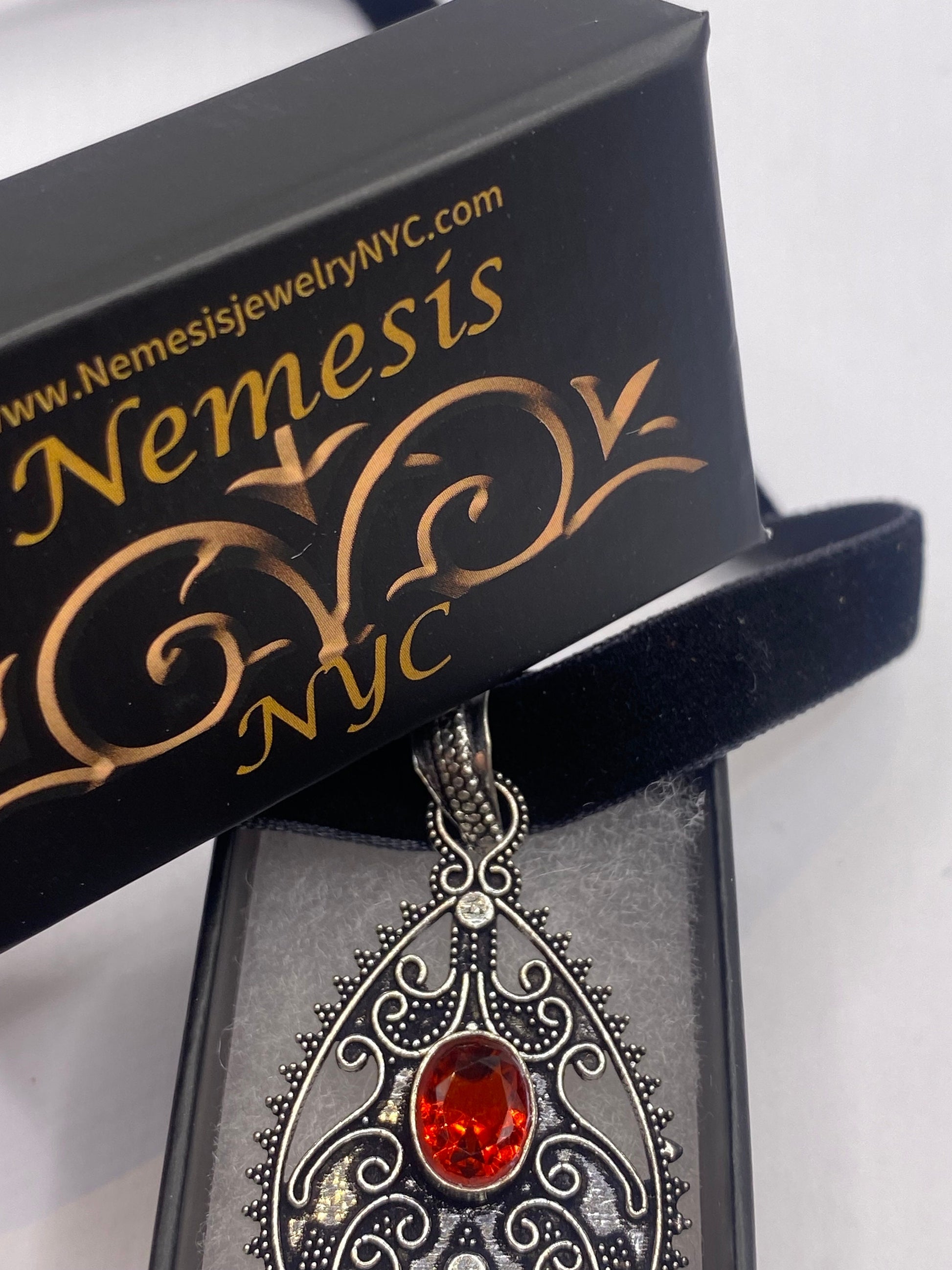 Vintage Red Glass Choker Silver Finished Necklace