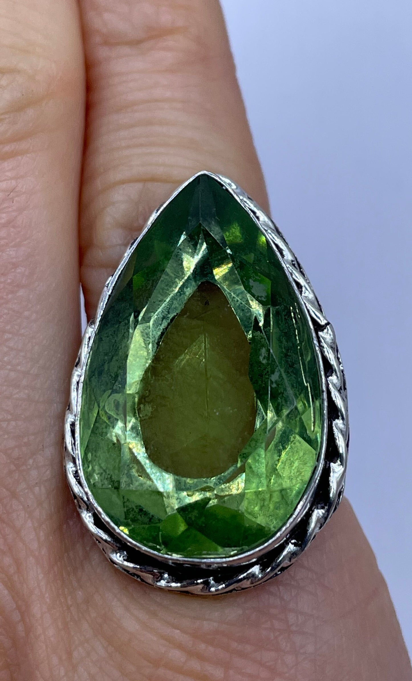 Vintage Green Antique Glass Cocktail Ring